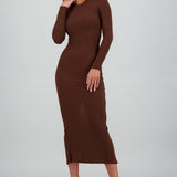 Vestido maxi manga larga liso