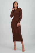 Vestido maxi manga larga liso