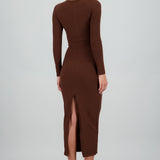 Vestido maxi manga larga liso