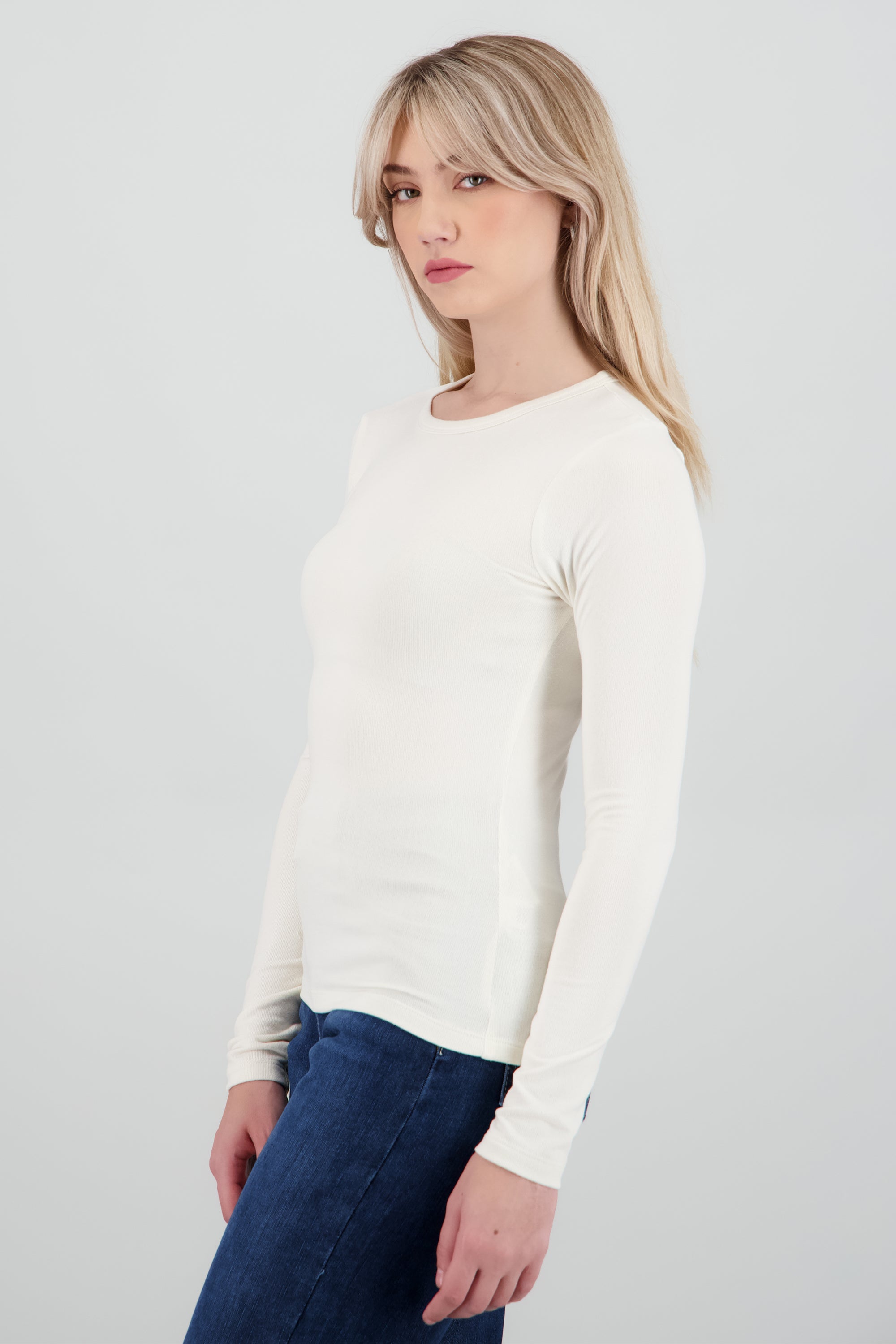 Top manga larga tacto suave BEIGE