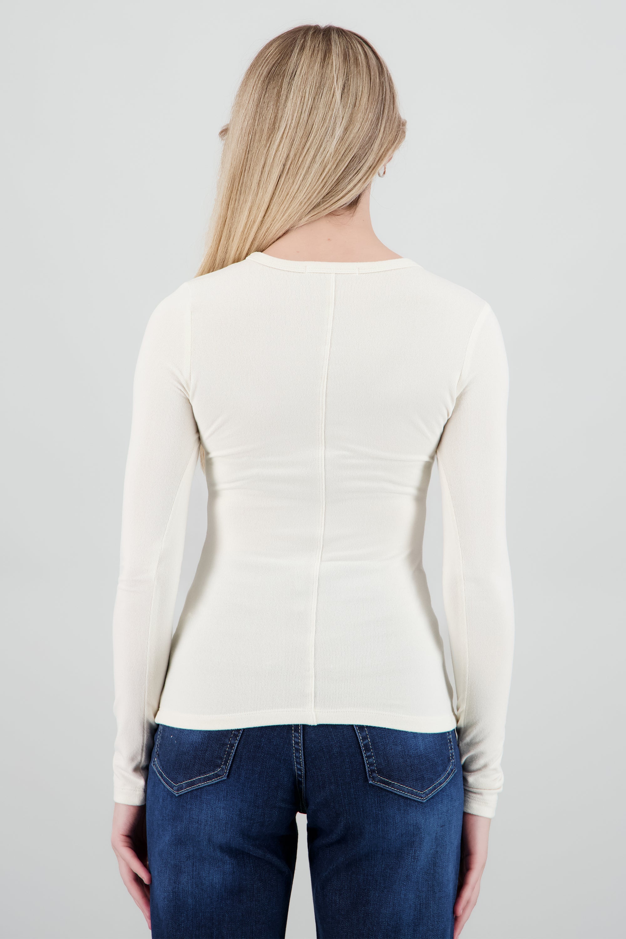 Top manga larga tacto suave BEIGE