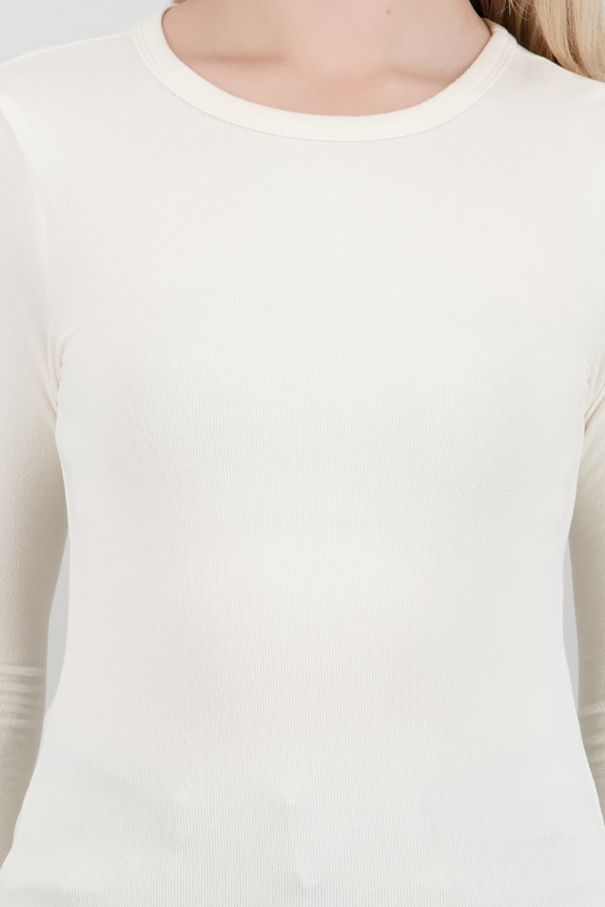 Top manga larga tacto suave BEIGE