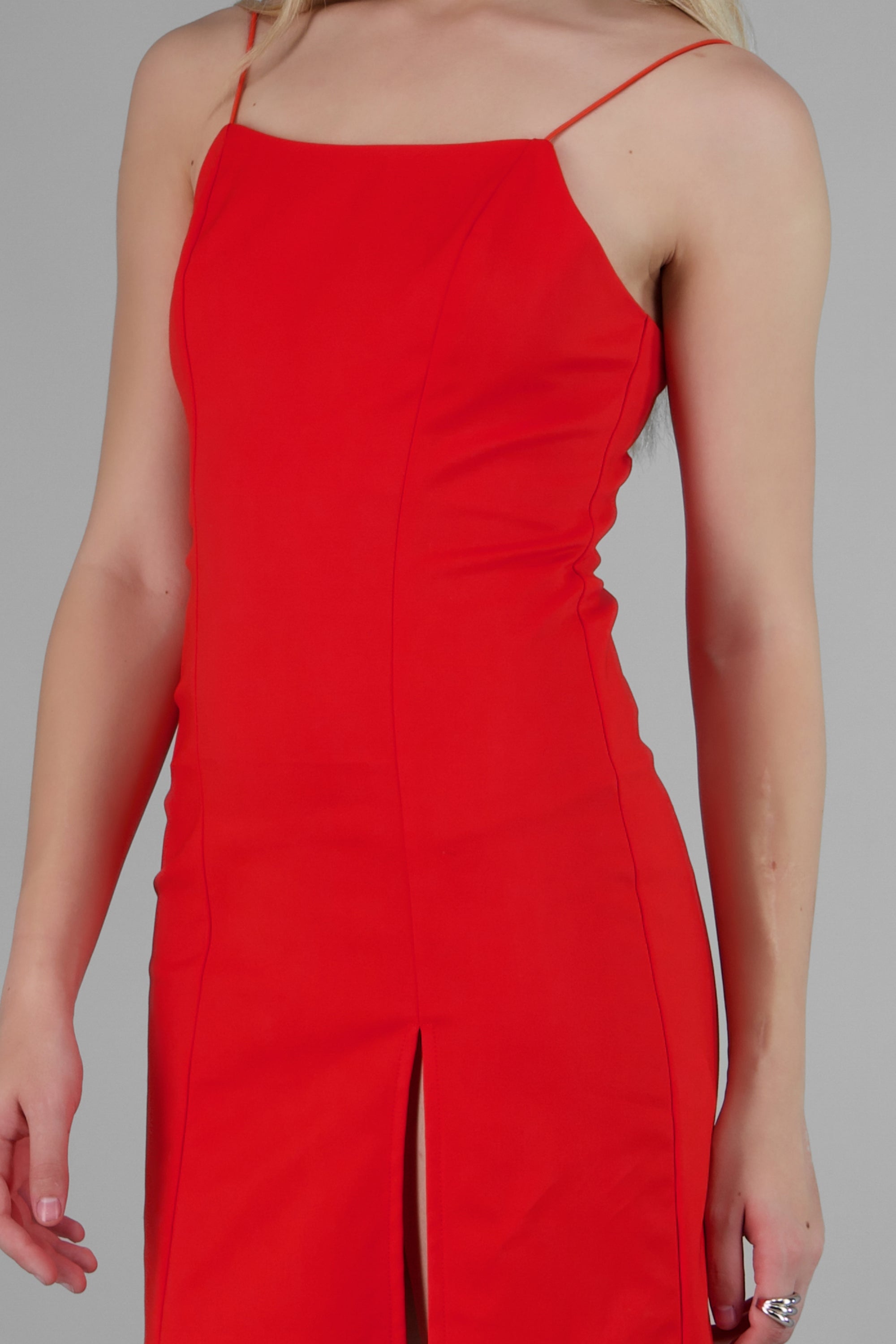 Mini vestido de tirantes delgados ROJO TOMATE