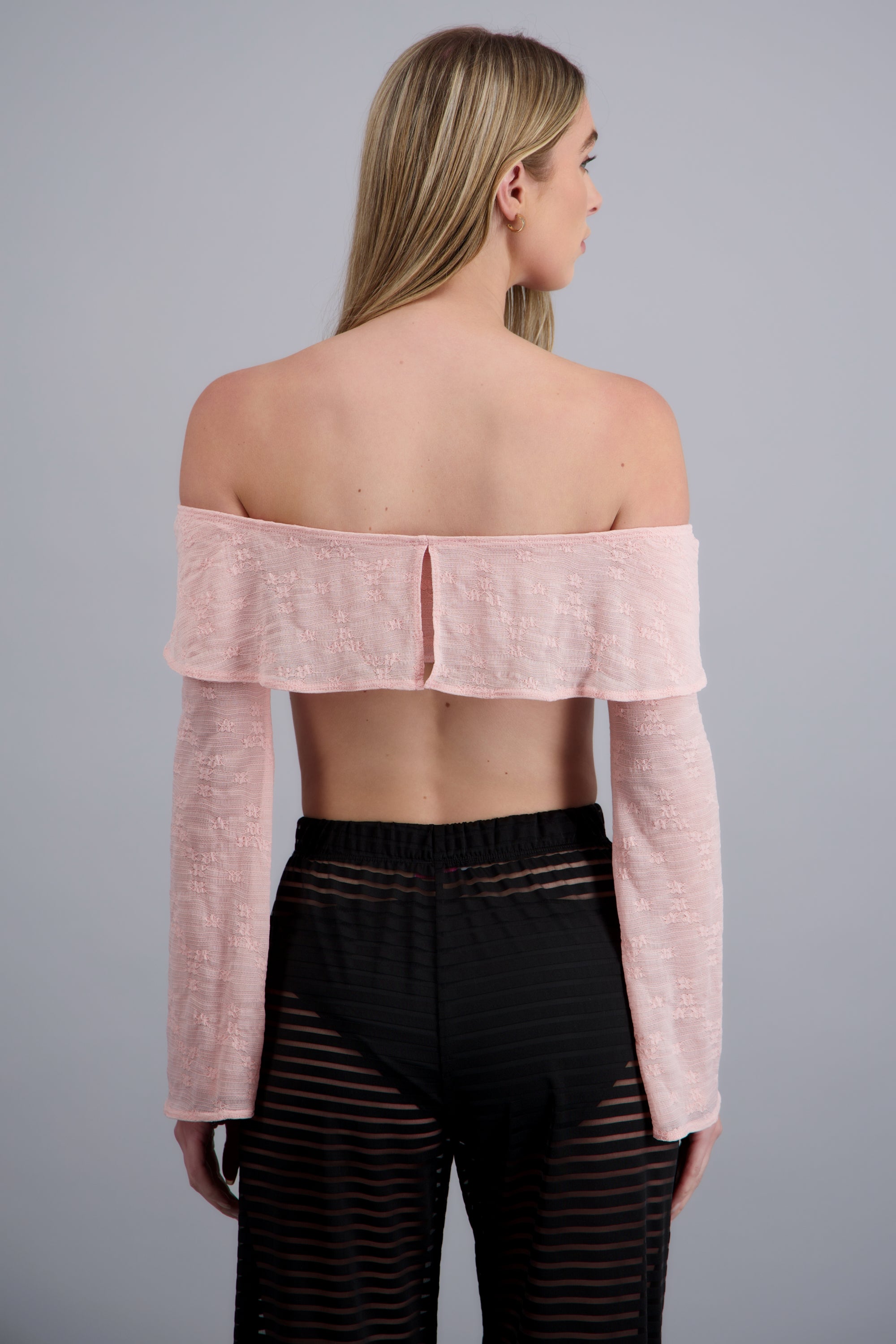 Top mini salida encaje ROSA PASTEL
