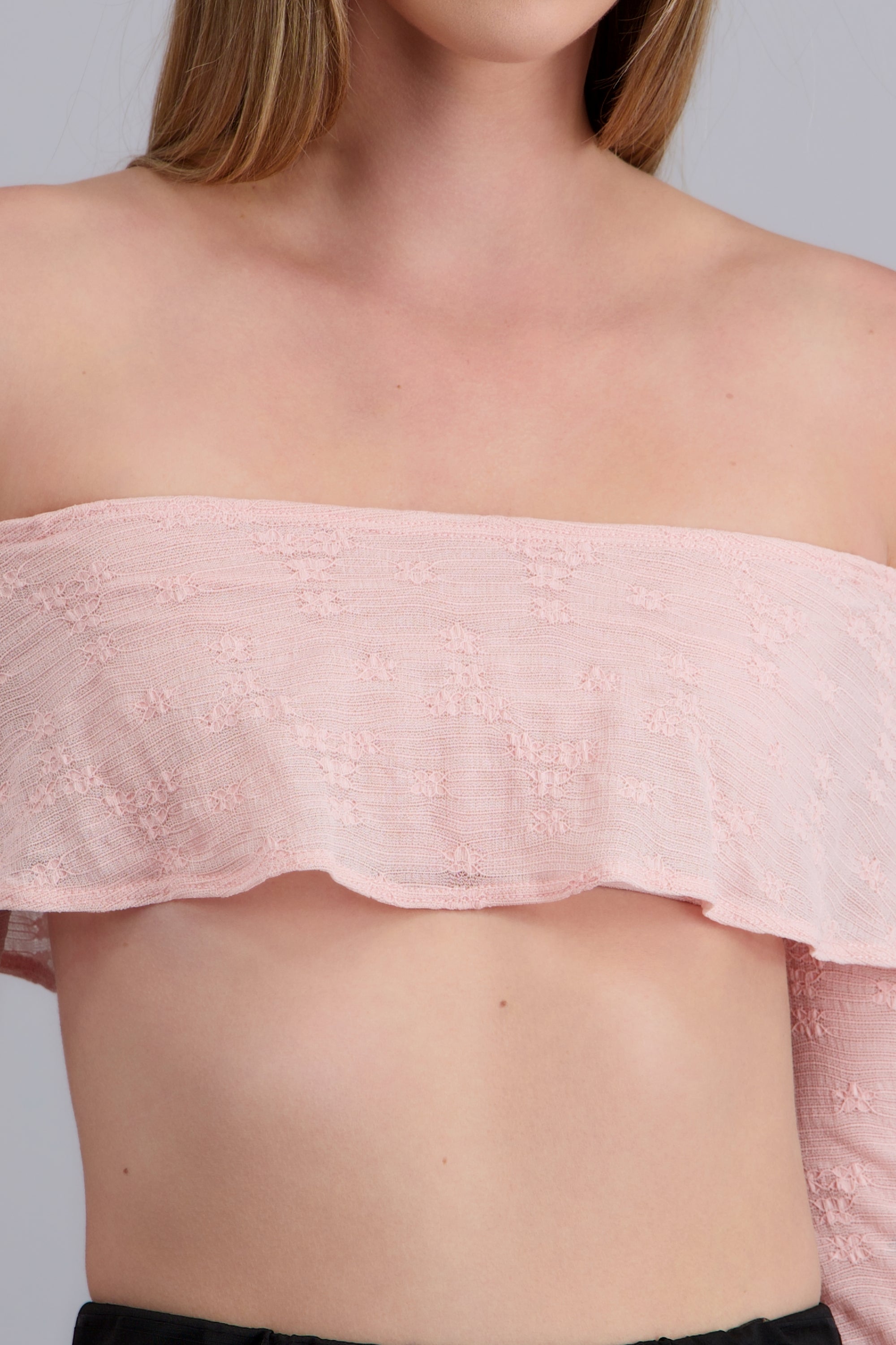 Top mini salida encaje ROSA PASTEL