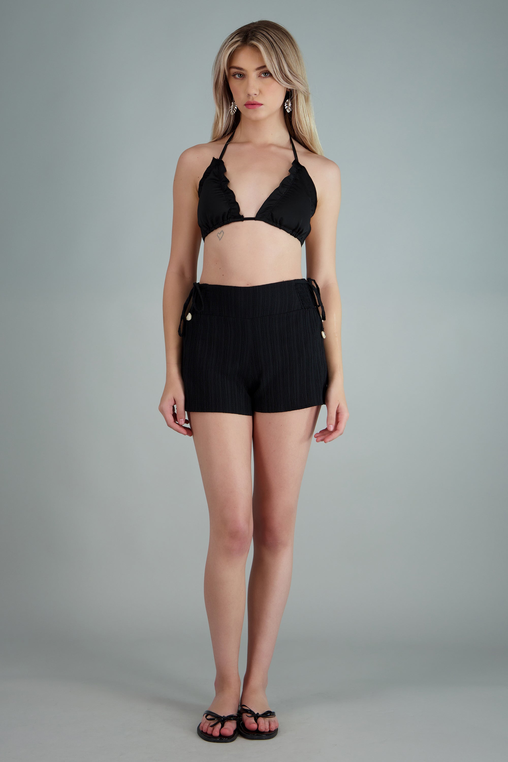 Short mini textura lineas NEGRO