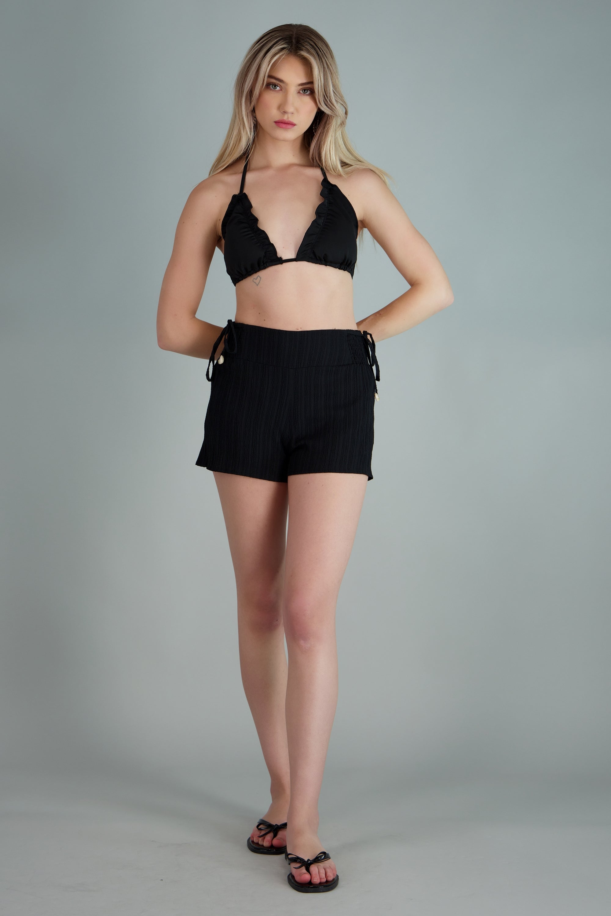 Short mini textura lineas NEGRO