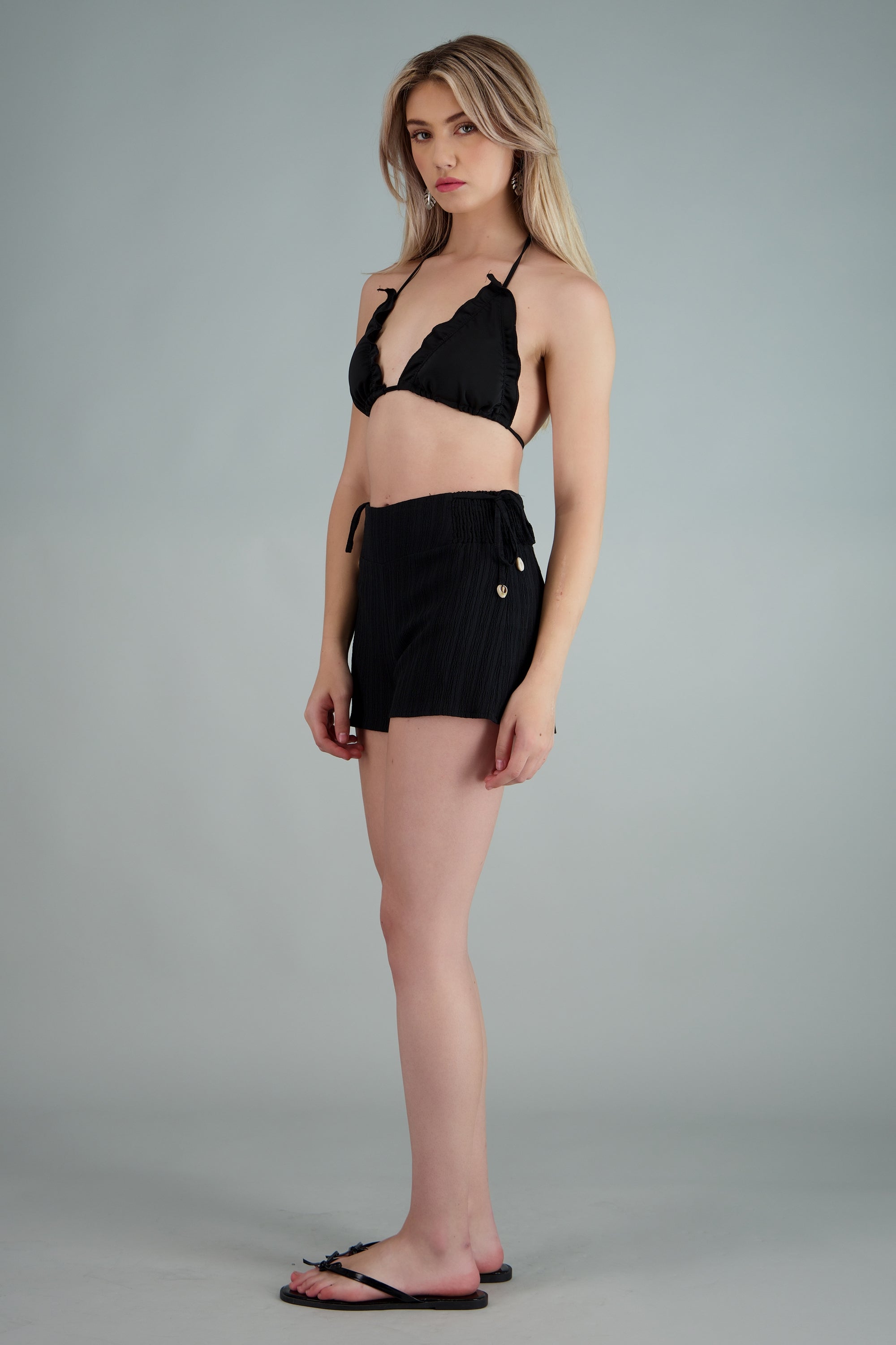 Short mini textura lineas NEGRO