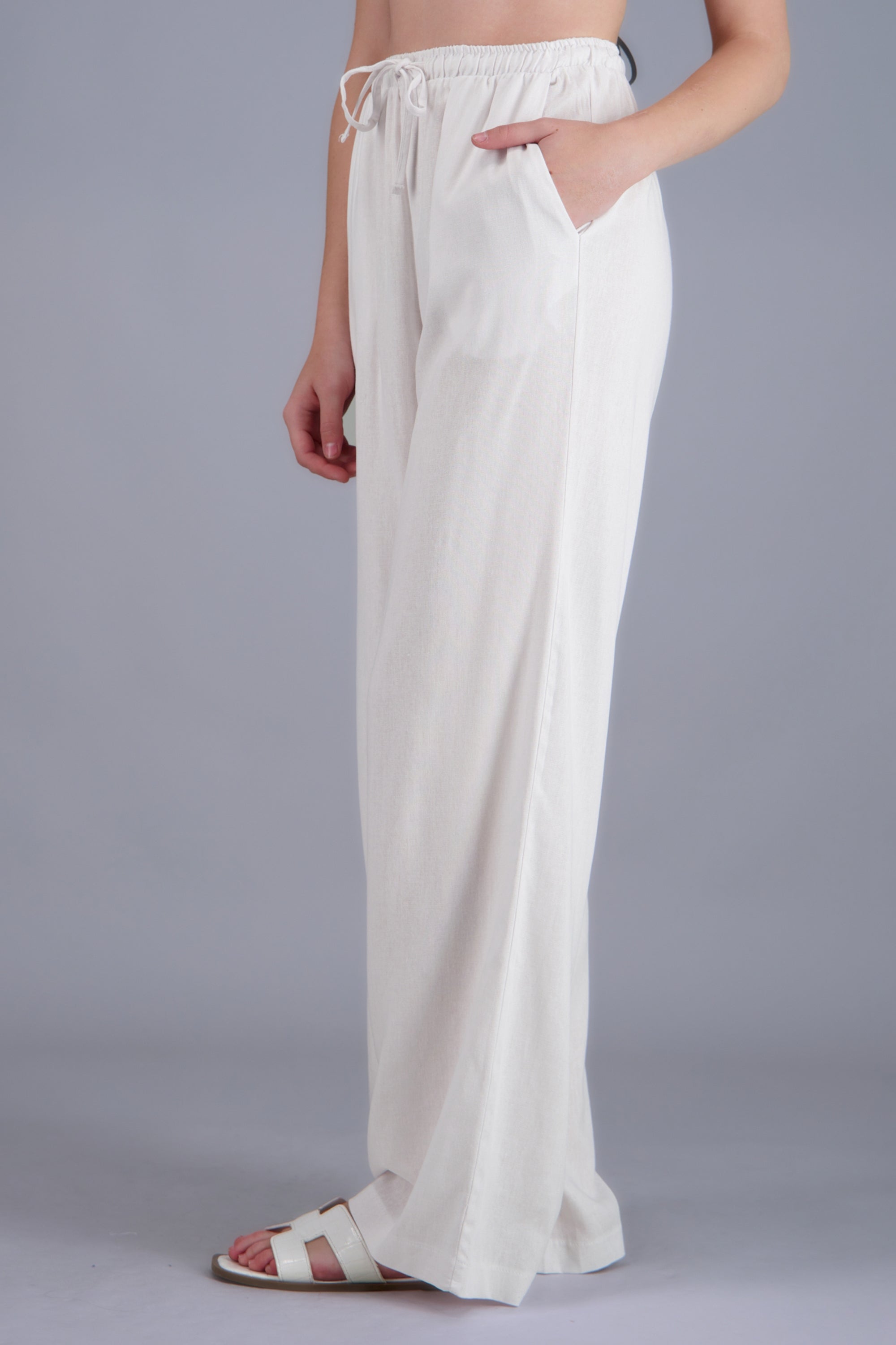 Pantalon jareta tipo lino BLANCO