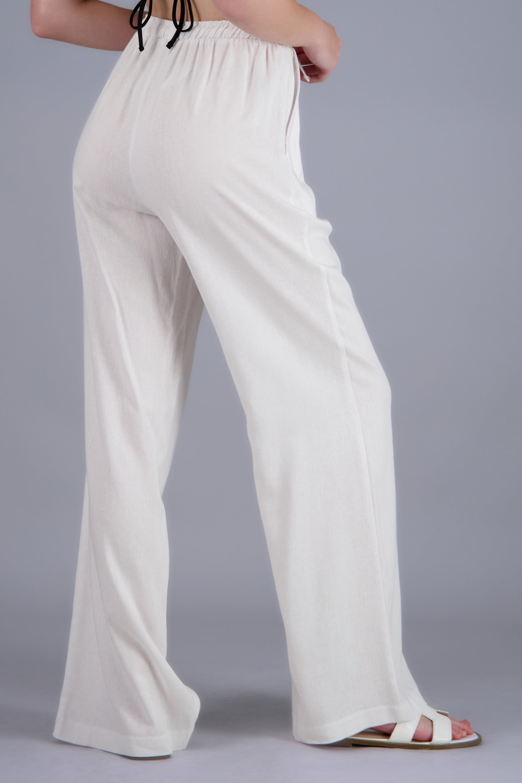 Pantalon jareta tipo lino BLANCO