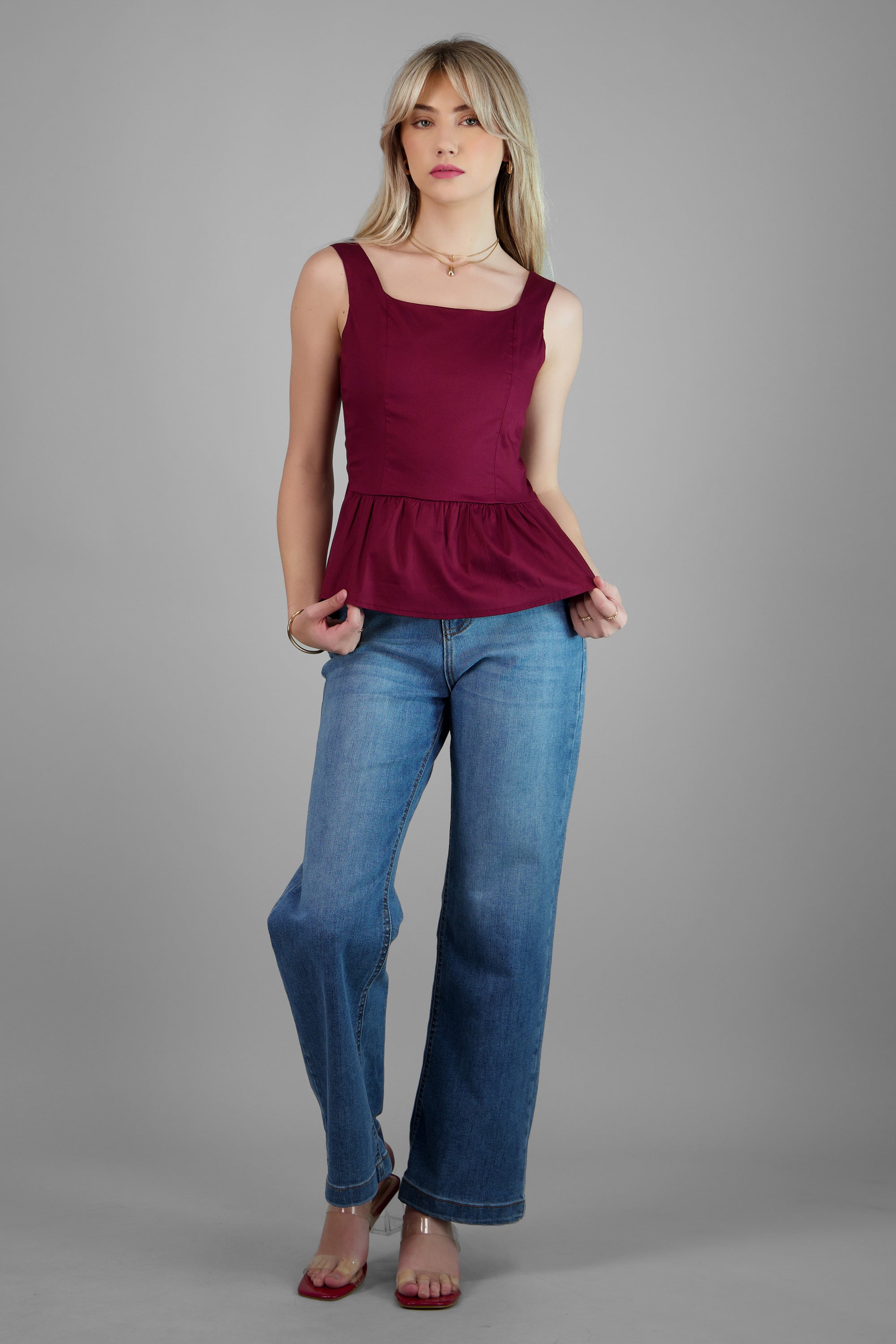 Blusa tirantes detalle peplum VINO