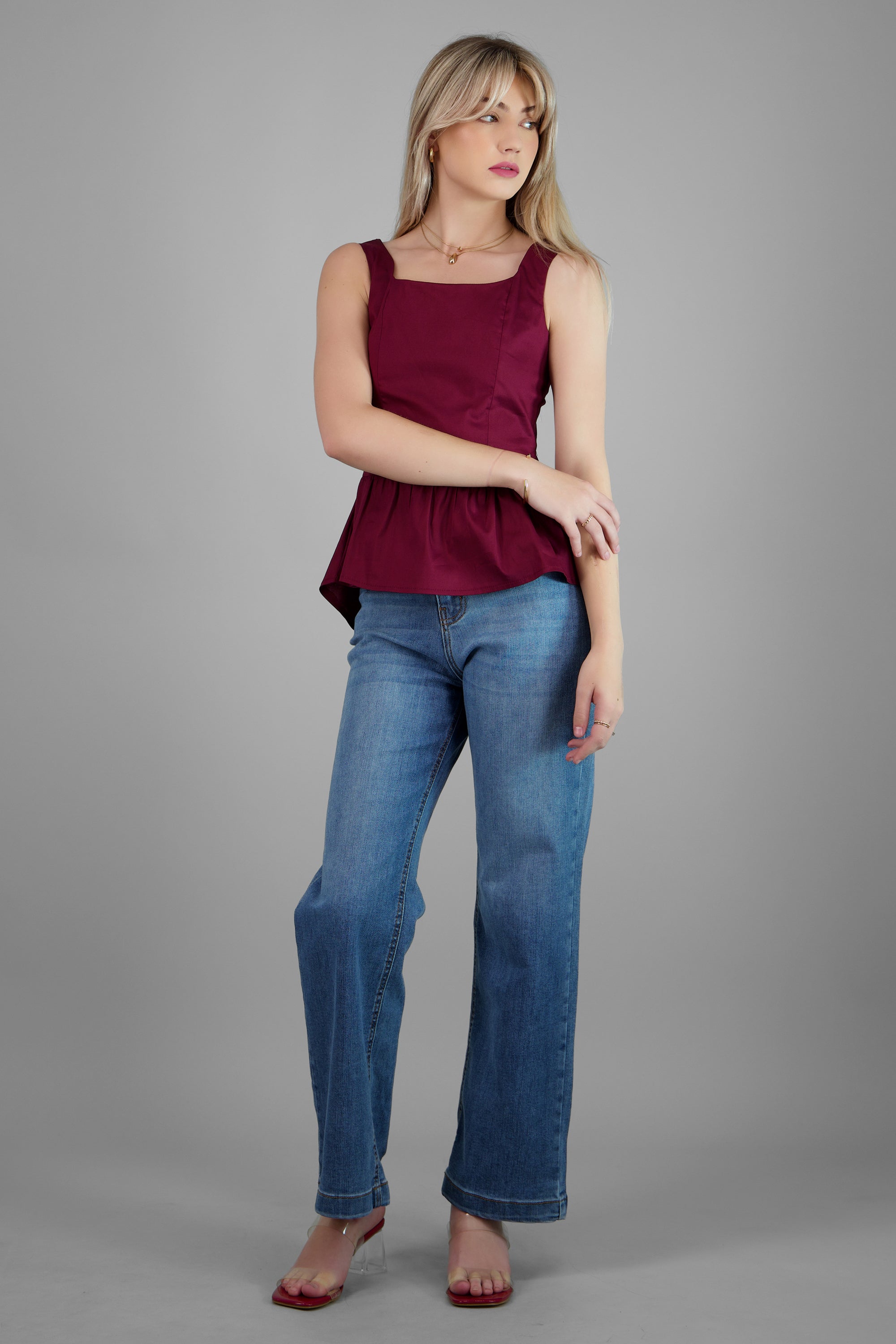 Blusa tirantes detalle peplum VINO