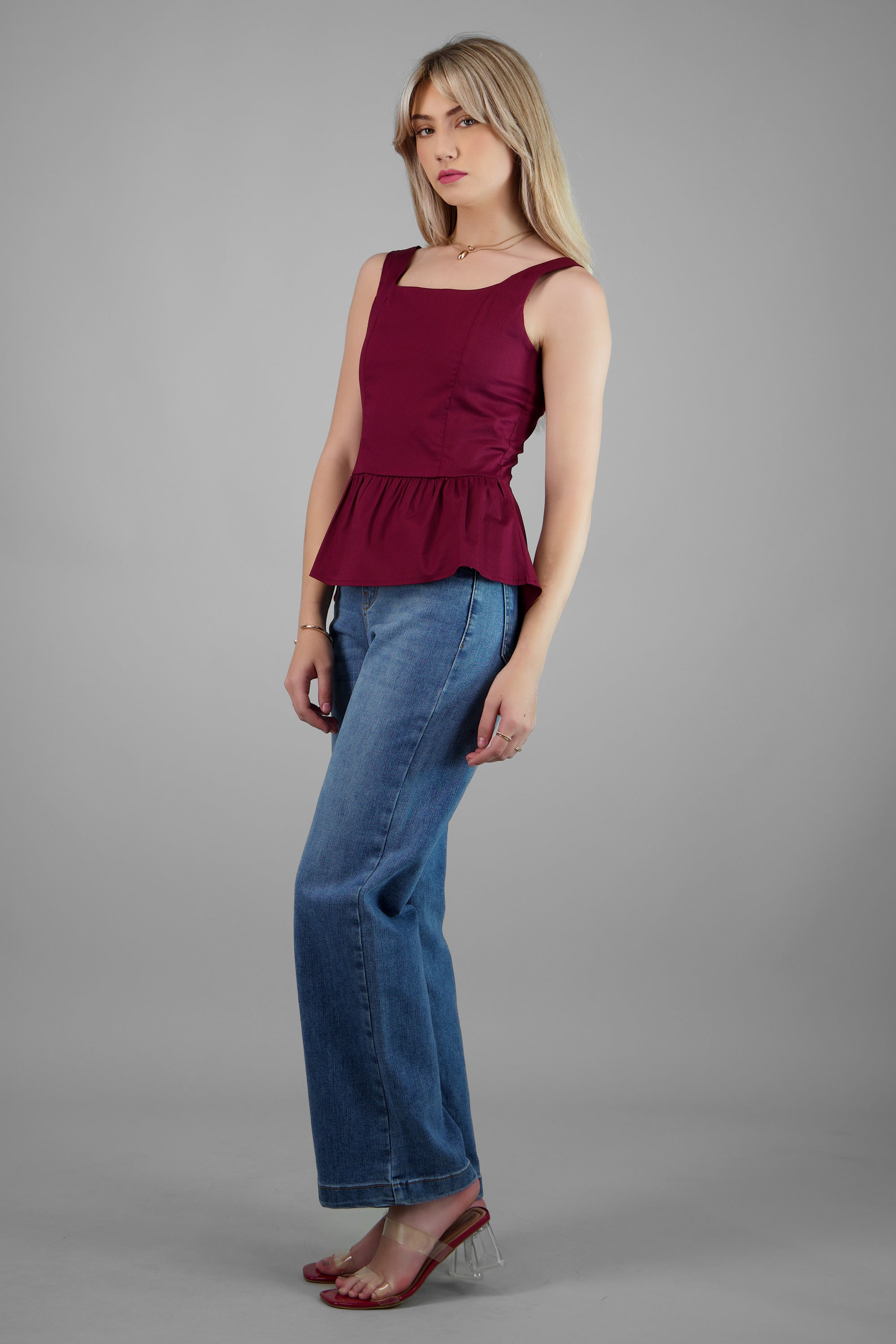 Blusa tirantes detalle peplum VINO