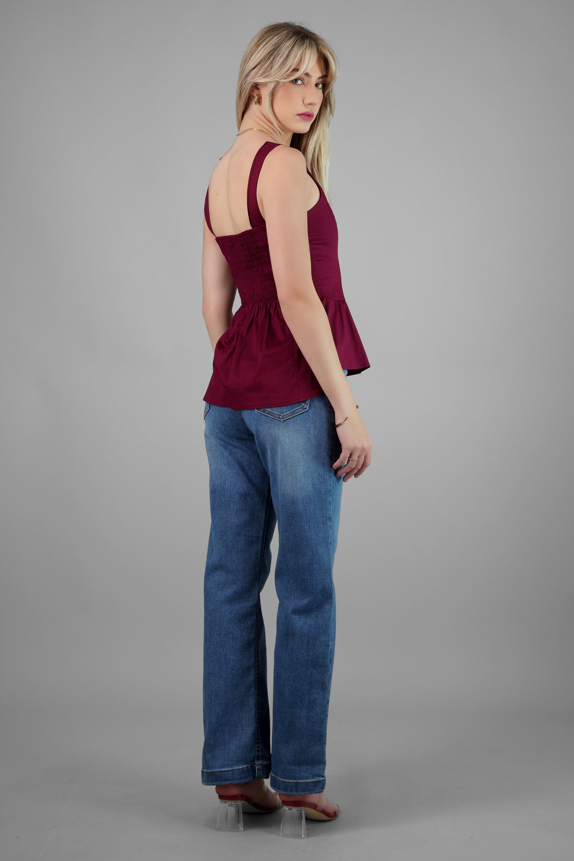 Blusa tirantes detalle peplum VINO