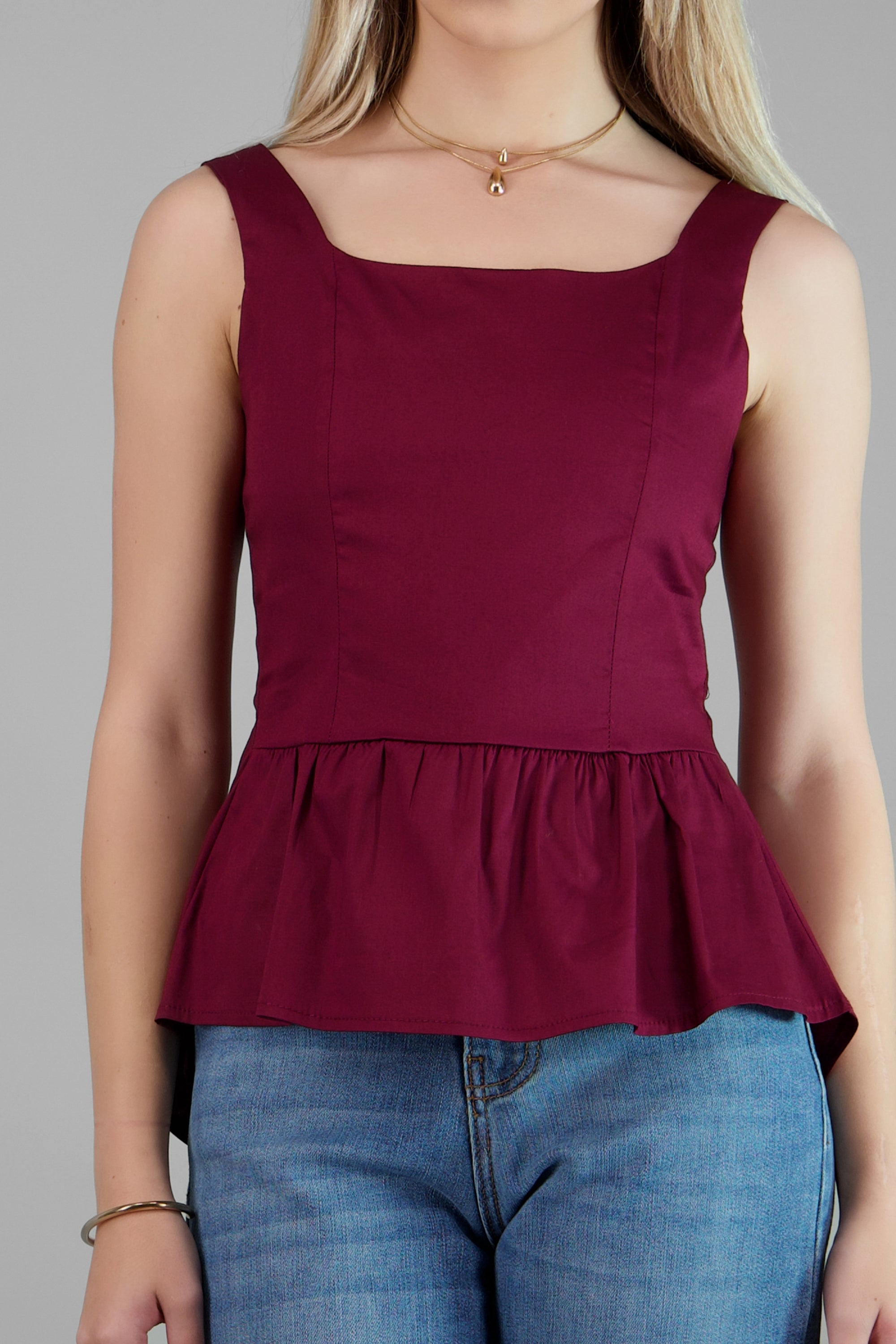 Blusa tirantes detalle peplum VINO