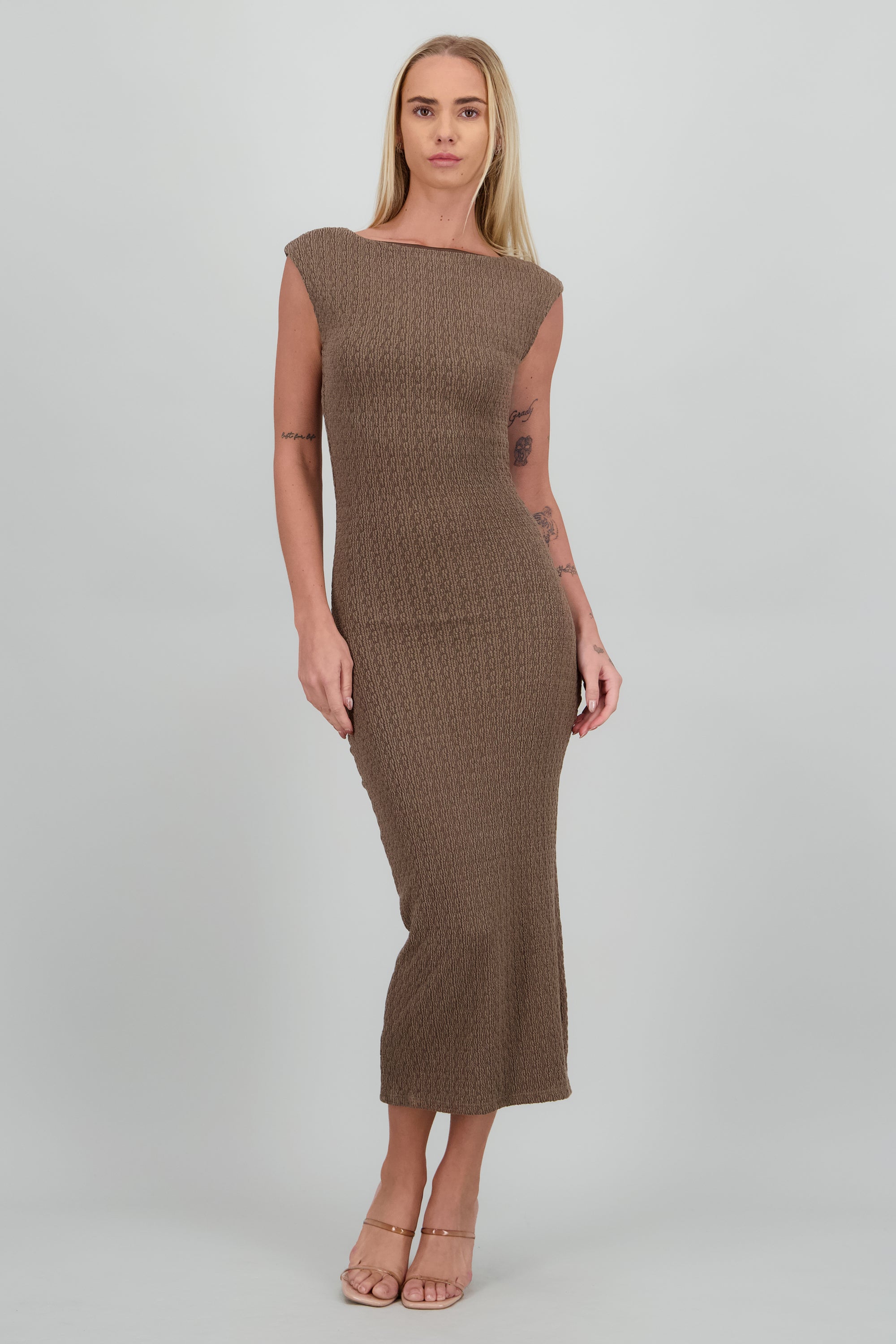 Vestido midi det fruncido lateral CAFE