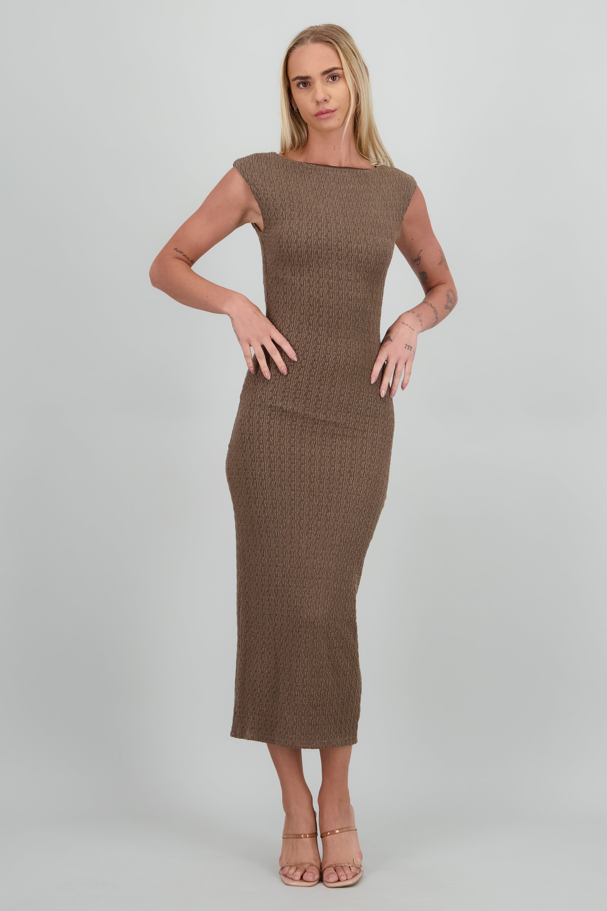 Vestido midi det fruncido lateral CAFE