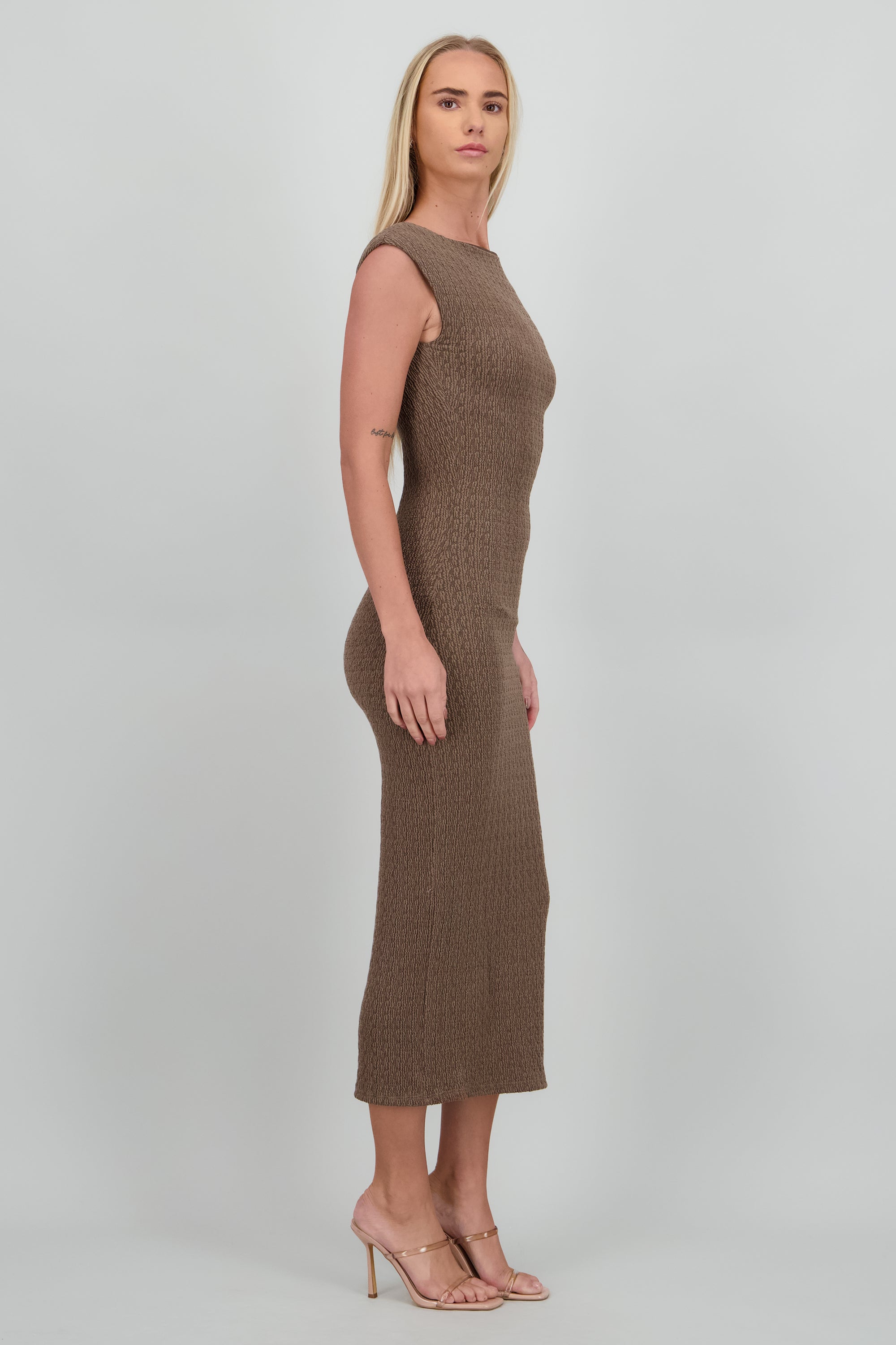 Vestido midi det fruncido lateral CAFE