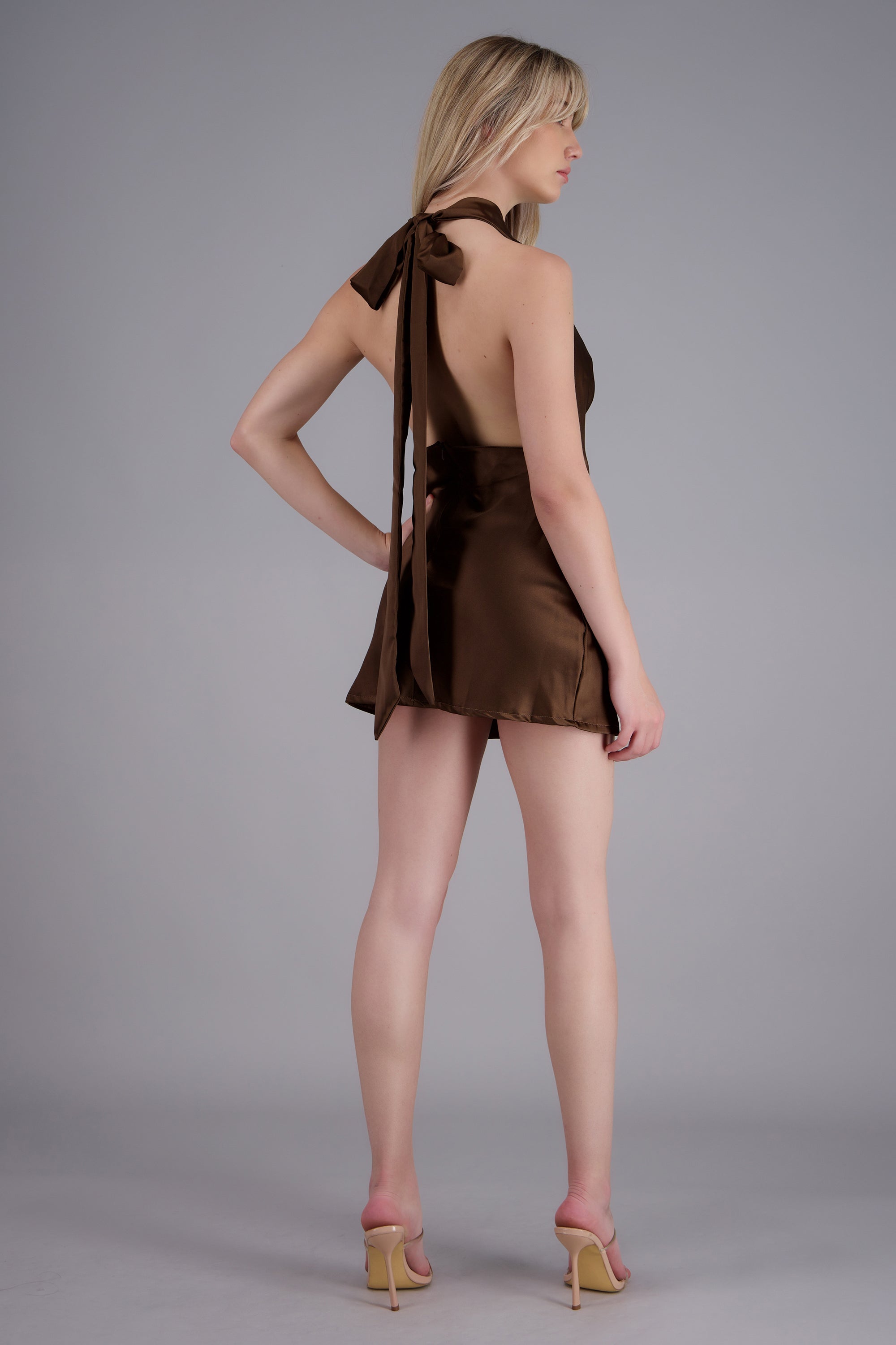 Vestido halter mini cuello cascada Hypsters CAFE