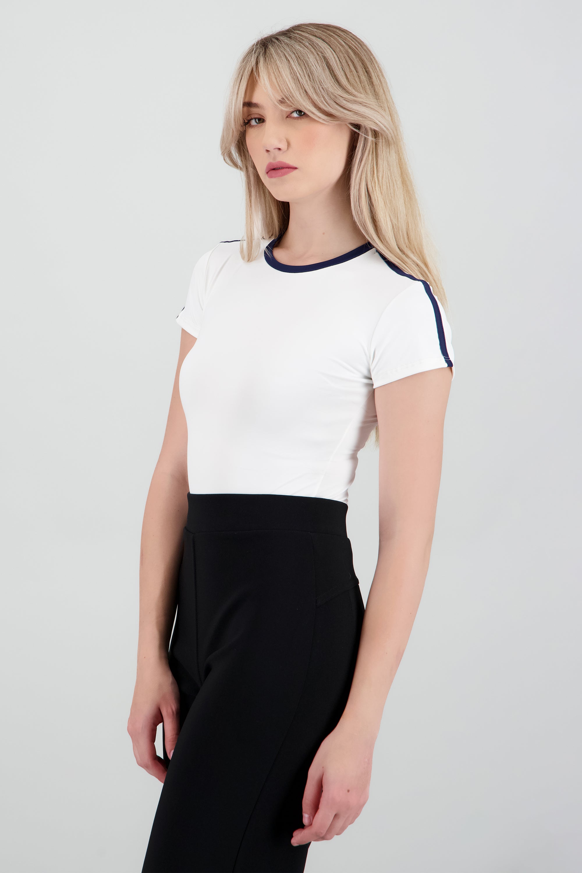 Bodysuit escote redondo con contraste BLANCO COMBO
