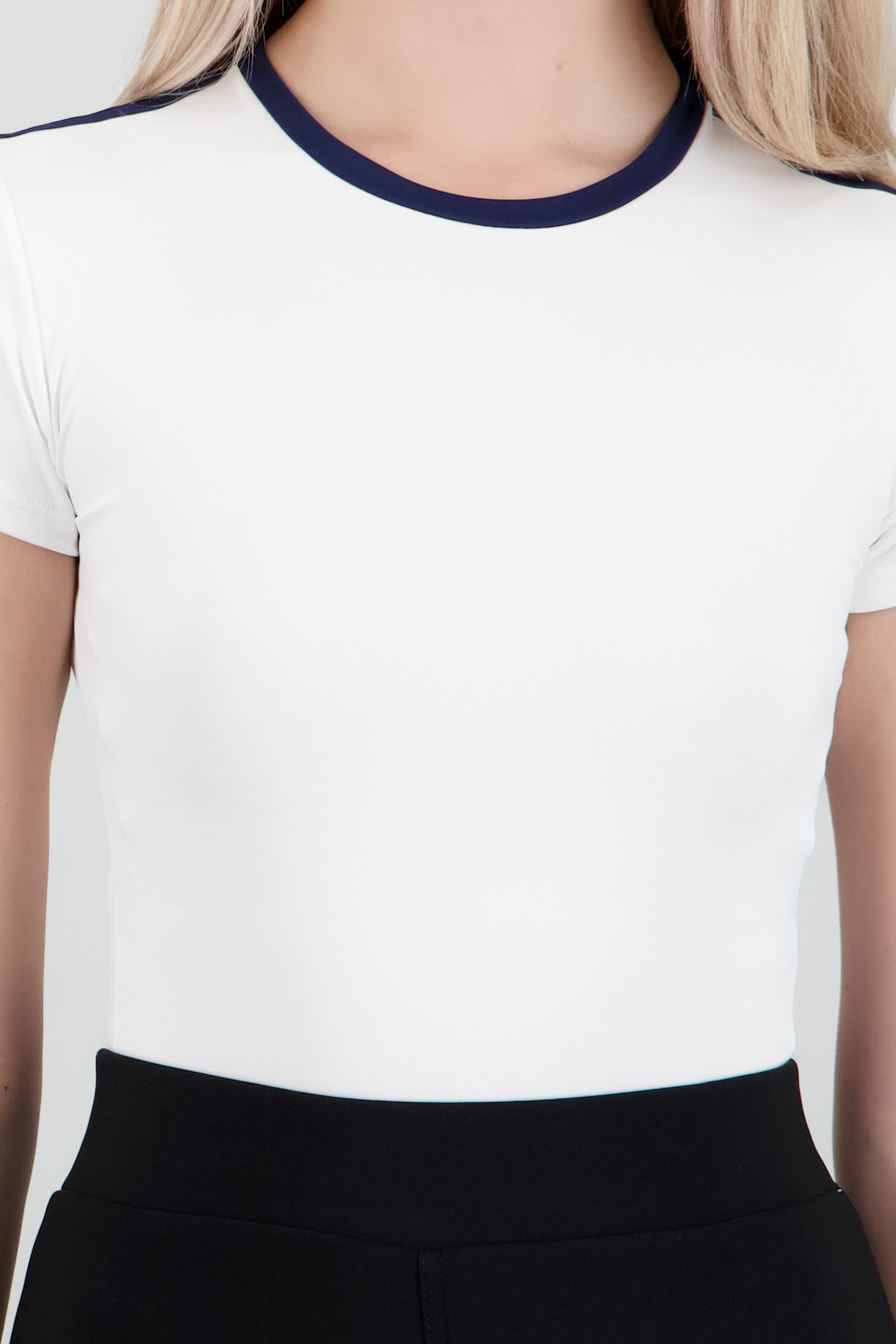 Bodysuit escote redondo con contraste BLANCO COMBO