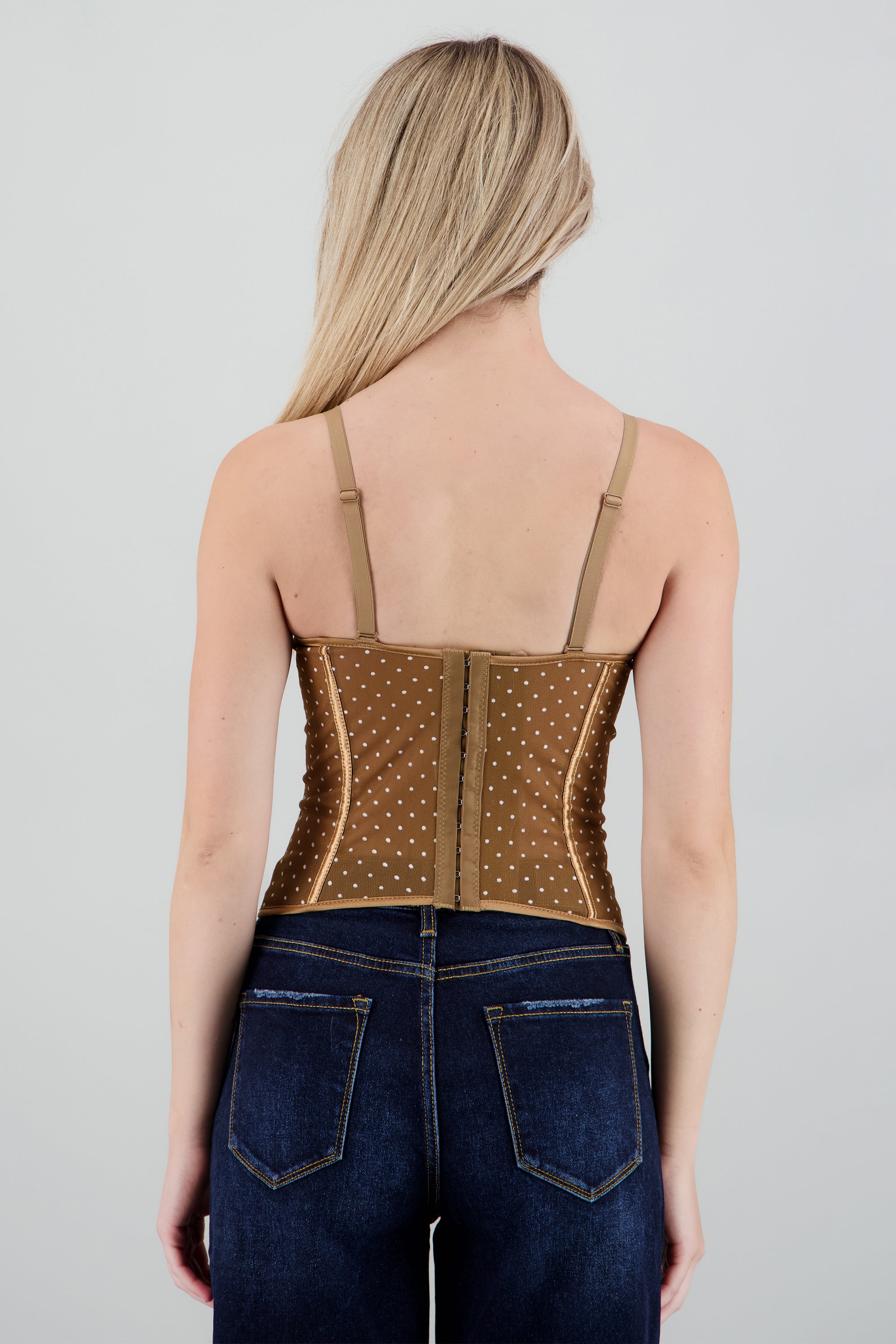 Corset de mesh con lunares CAFE