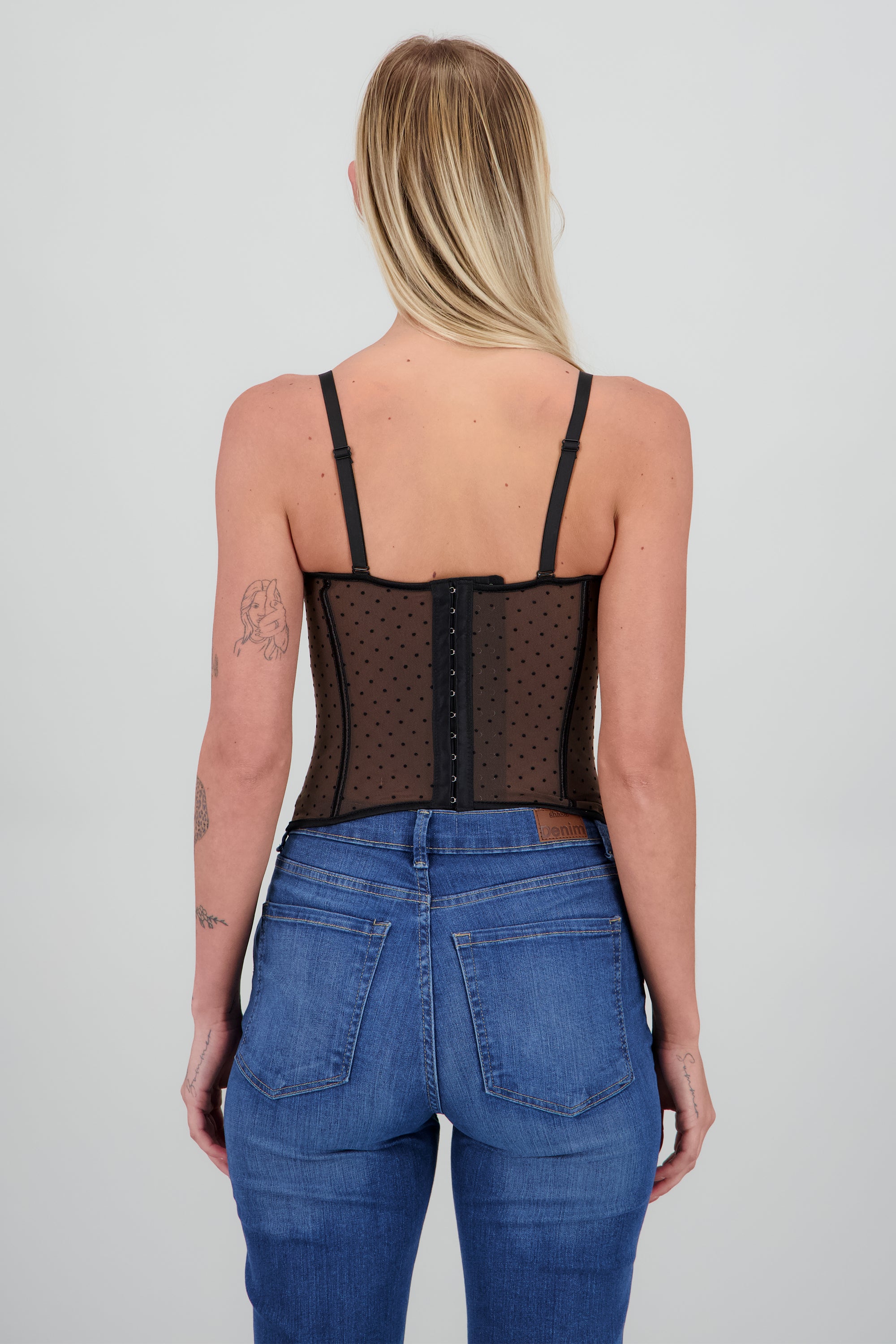 Corset de mesh con lunares CHOCOLATE