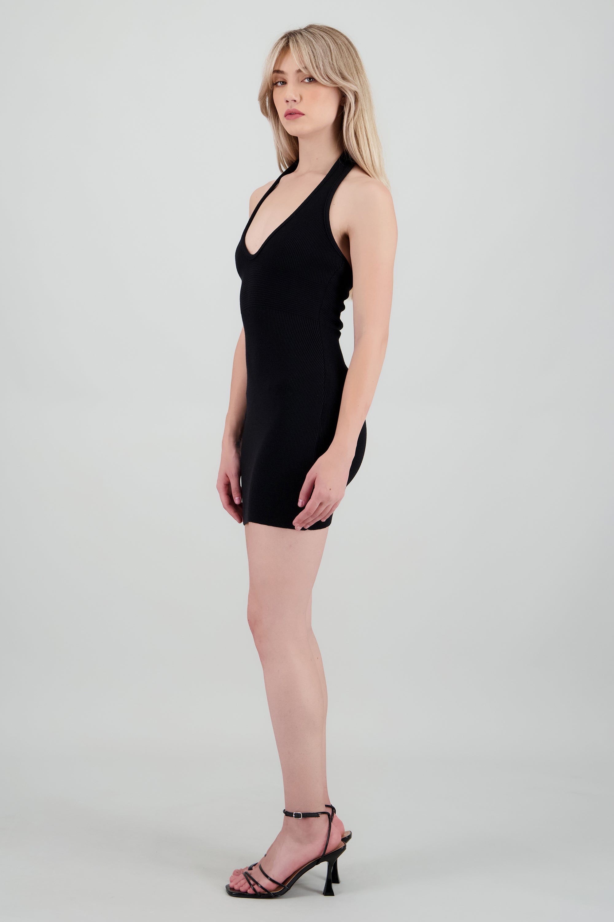 Vestido Halter Detalle Cintura NEGRO