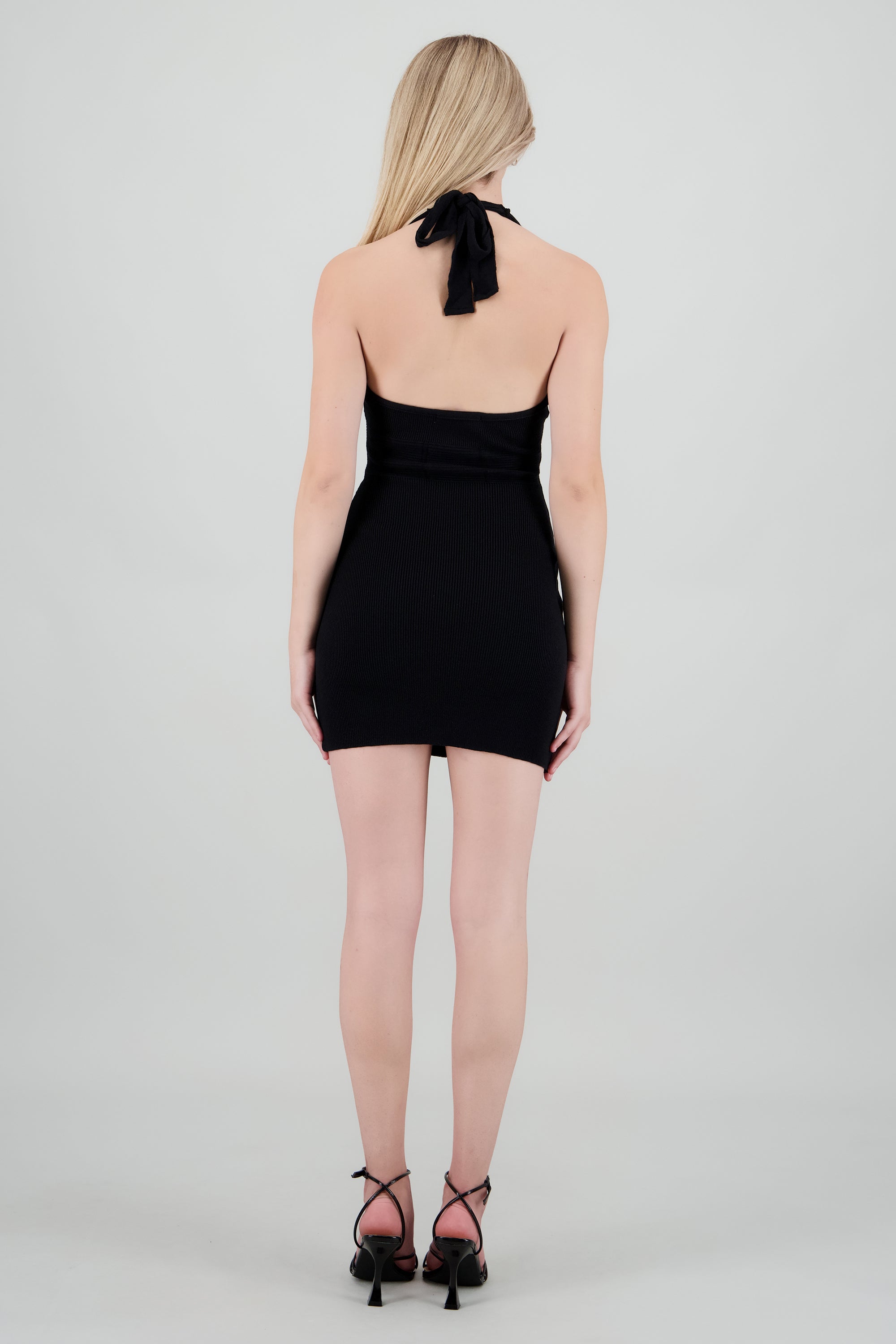 Vestido Halter Detalle Cintura NEGRO