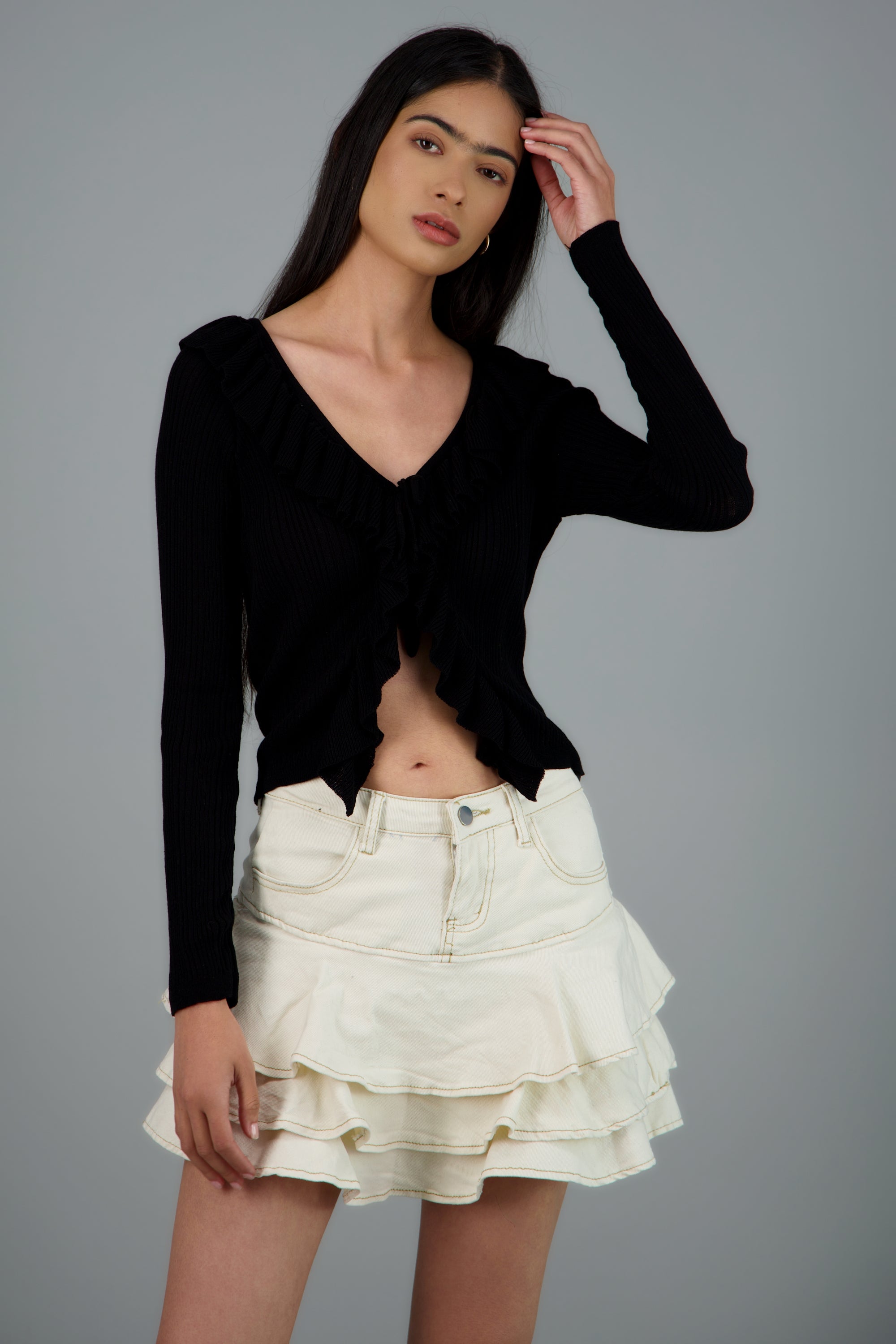 Cardigan ligero detalle olanes NEGRO