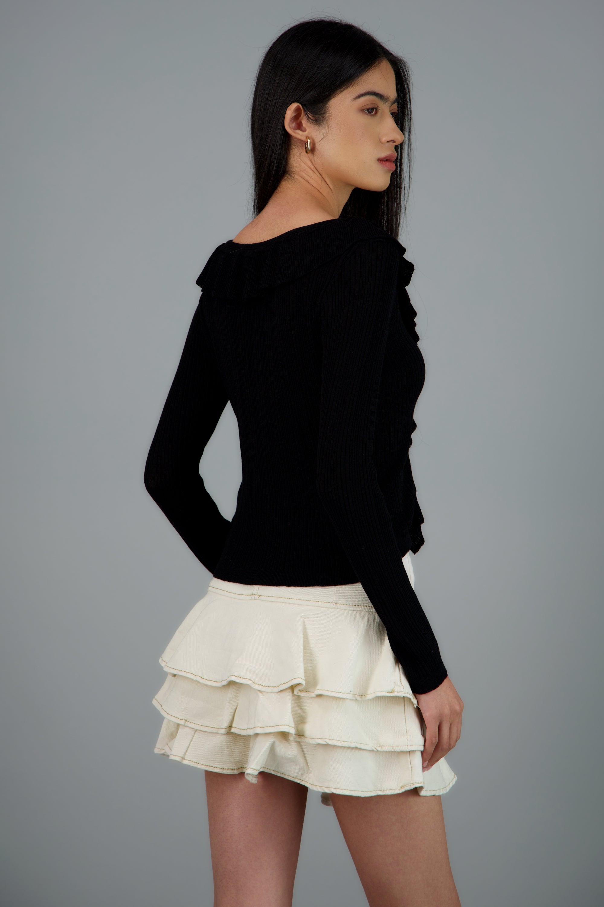 Cardigan ligero detalle olanes NEGRO