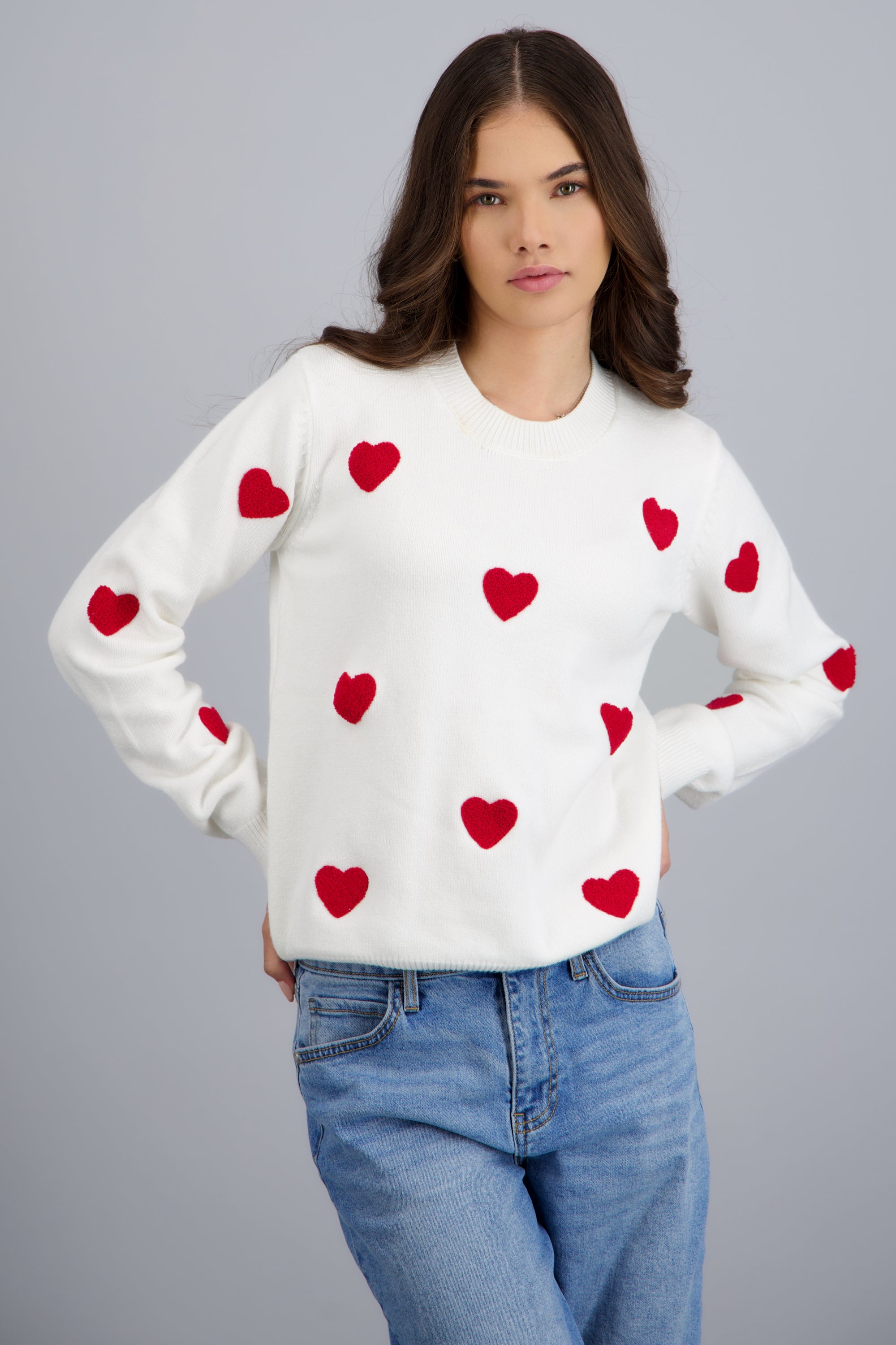 Suéter de corazones BLANCO