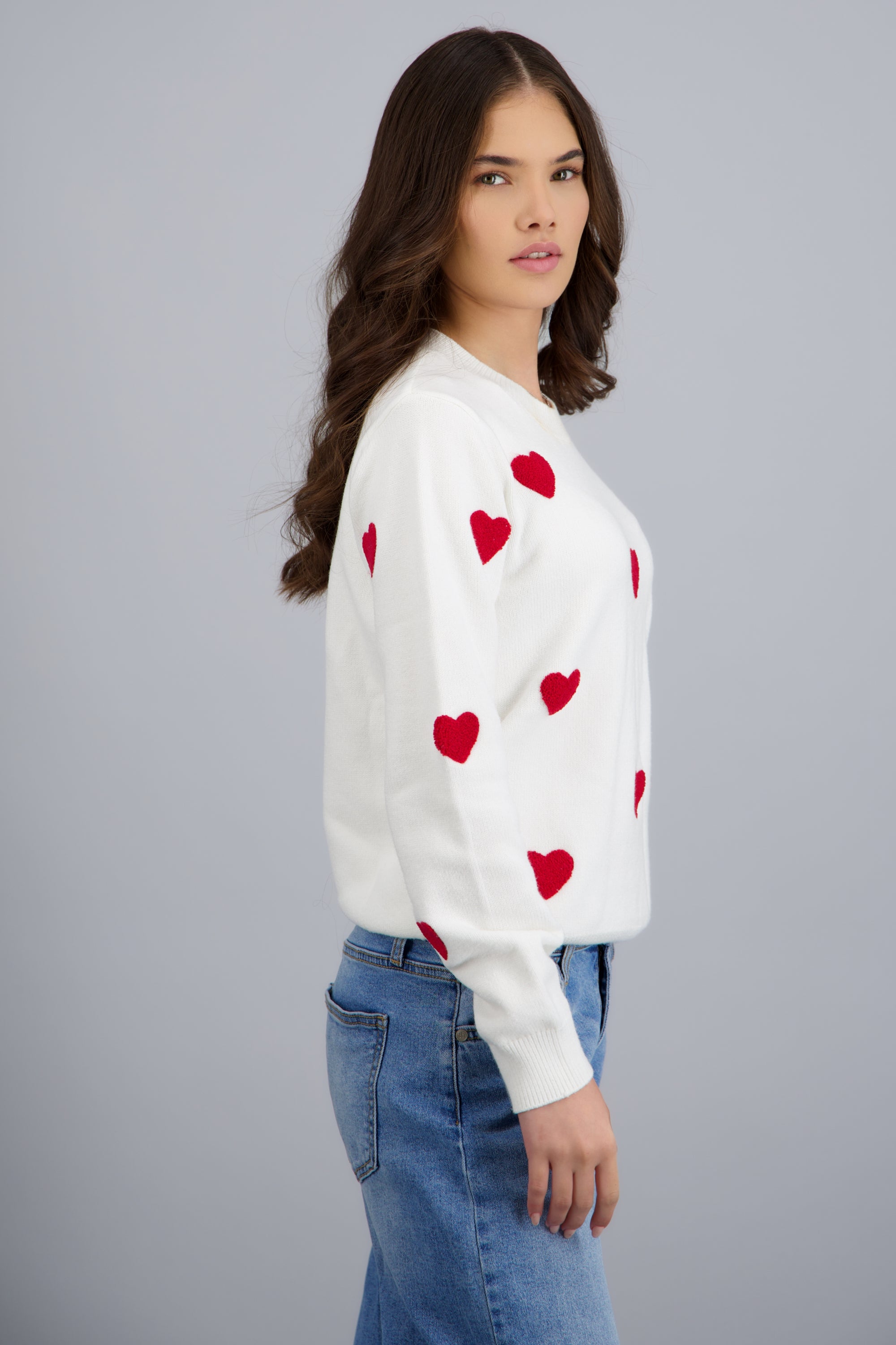 Suéter de corazones BLANCO