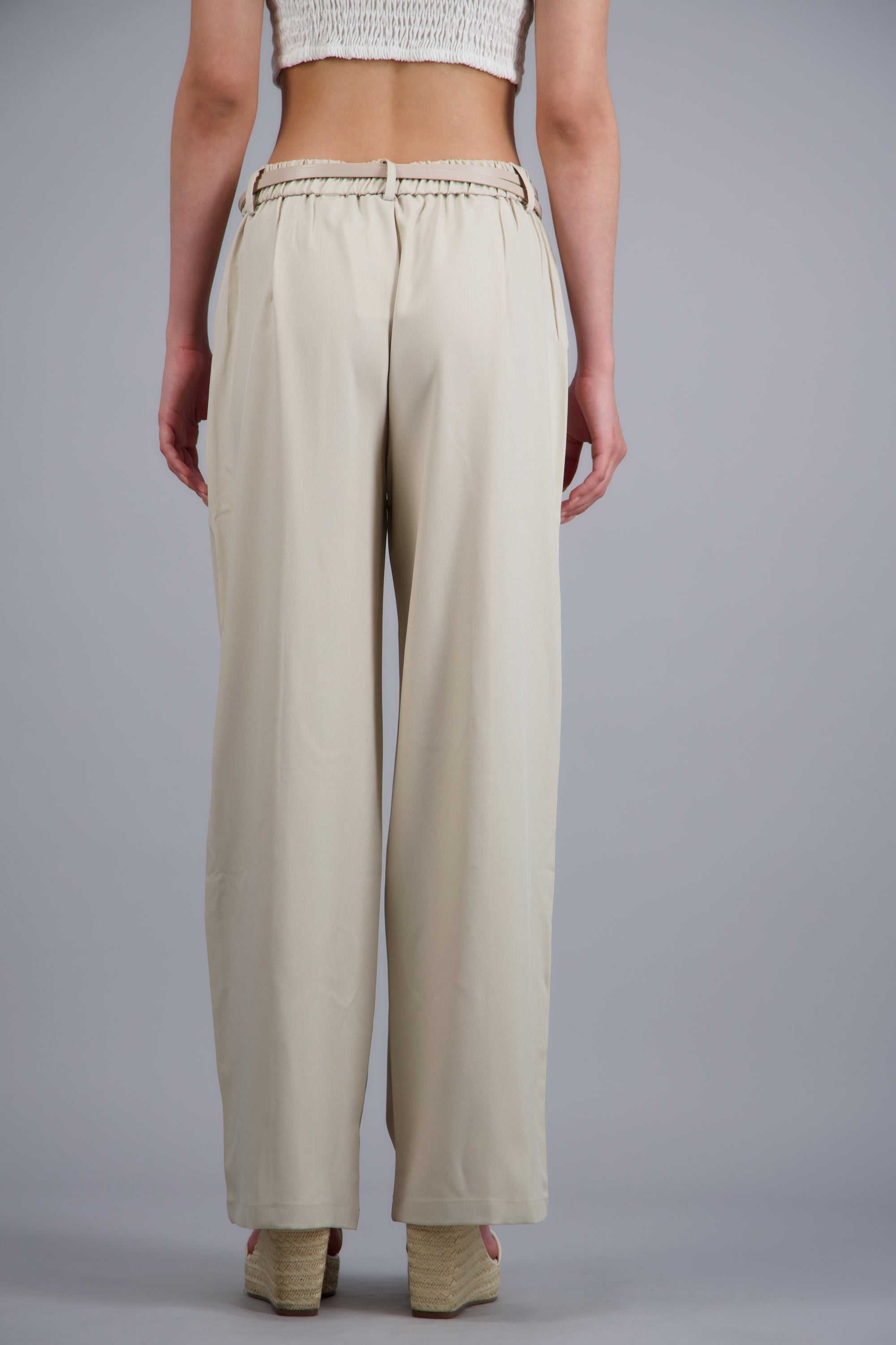 Pantalón con cinturón de tiras HUESO