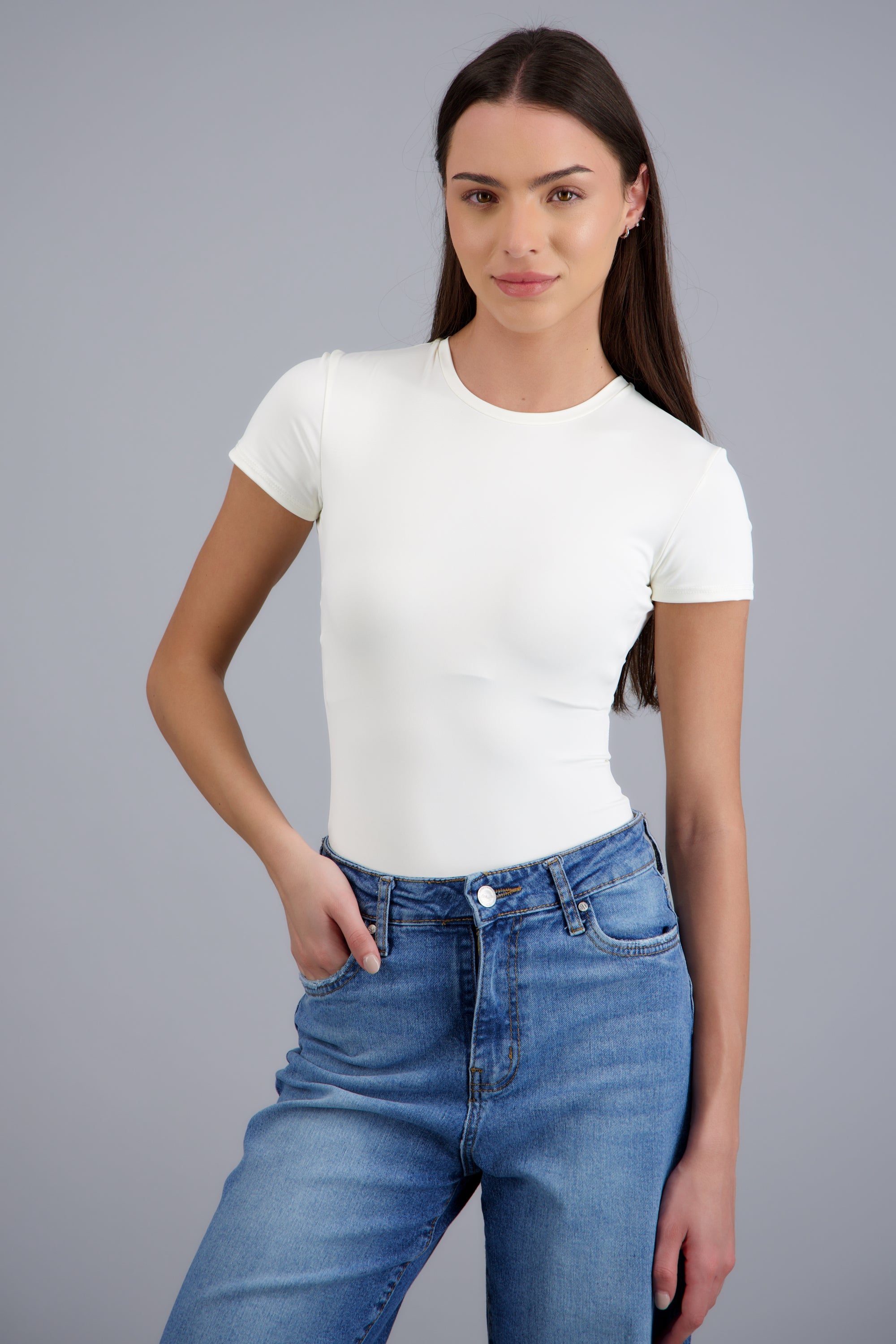 Bodysuit cuello redondo manga corta BLANCO