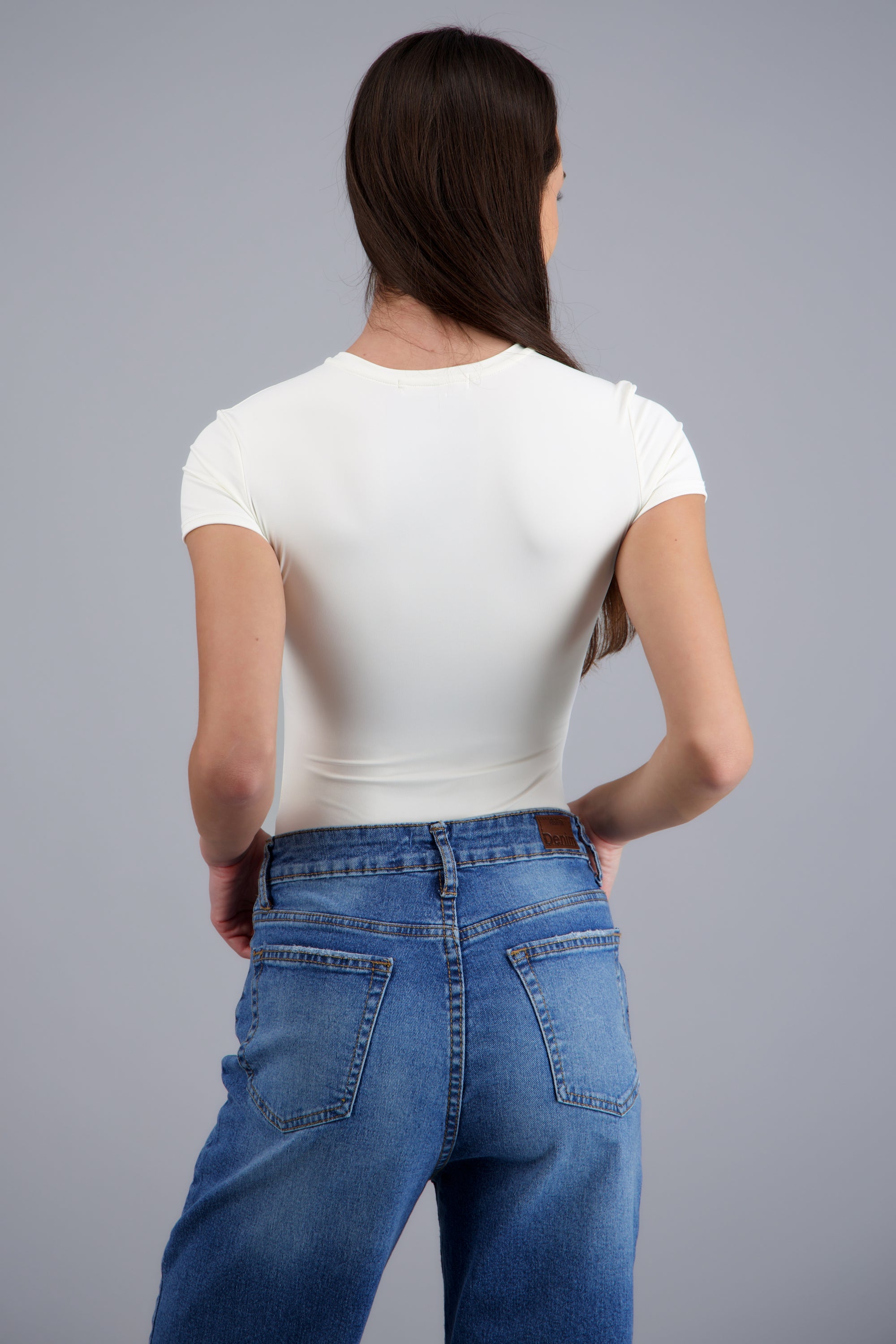 Bodysuit cuello redondo manga corta BLANCO