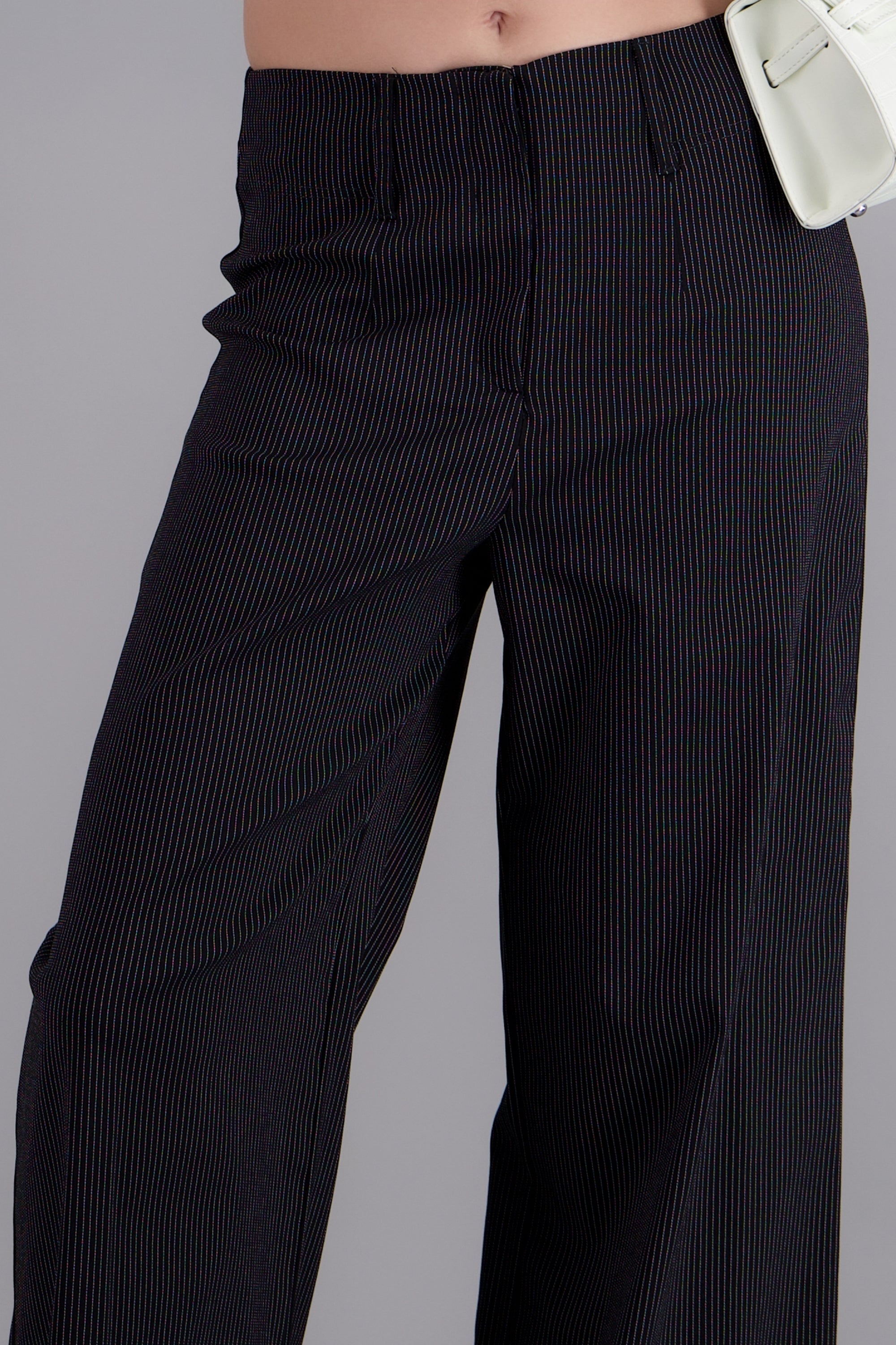 Pantalon sastre cintura alta estampado rayas NEGRO COMBO