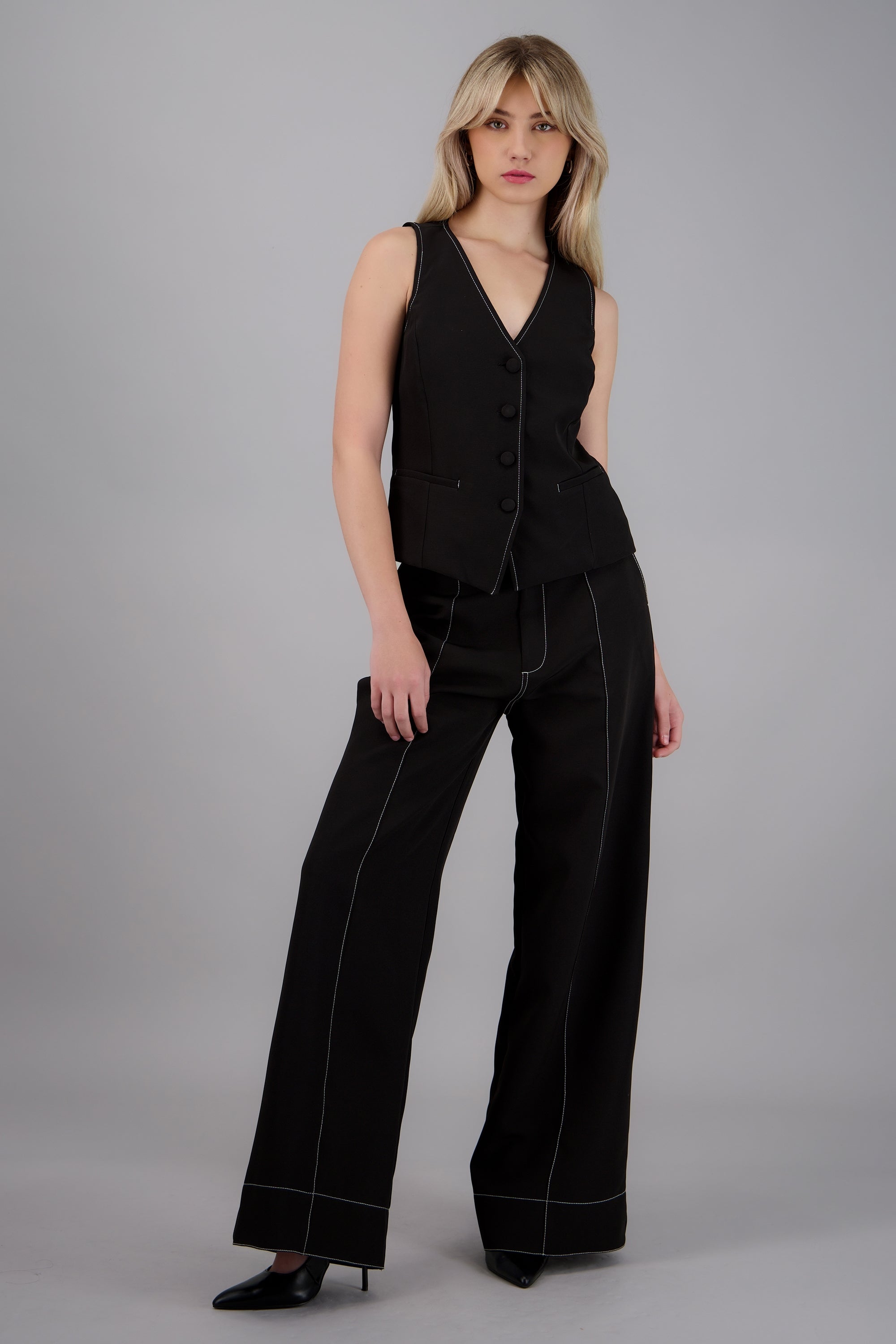 pantalon sastre detalle contraste NEGRO COMBO