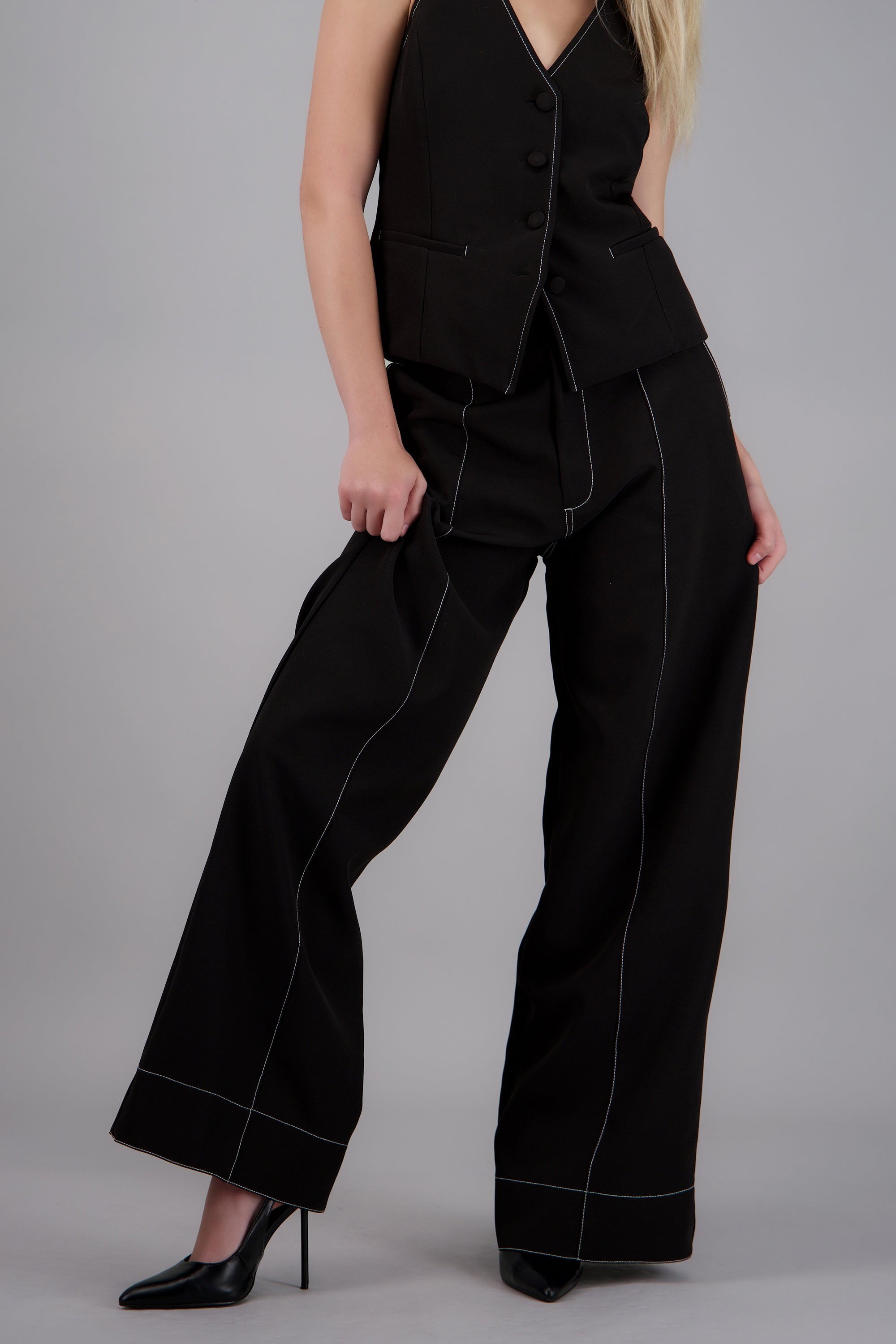 pantalon sastre detalle contraste NEGRO COMBO