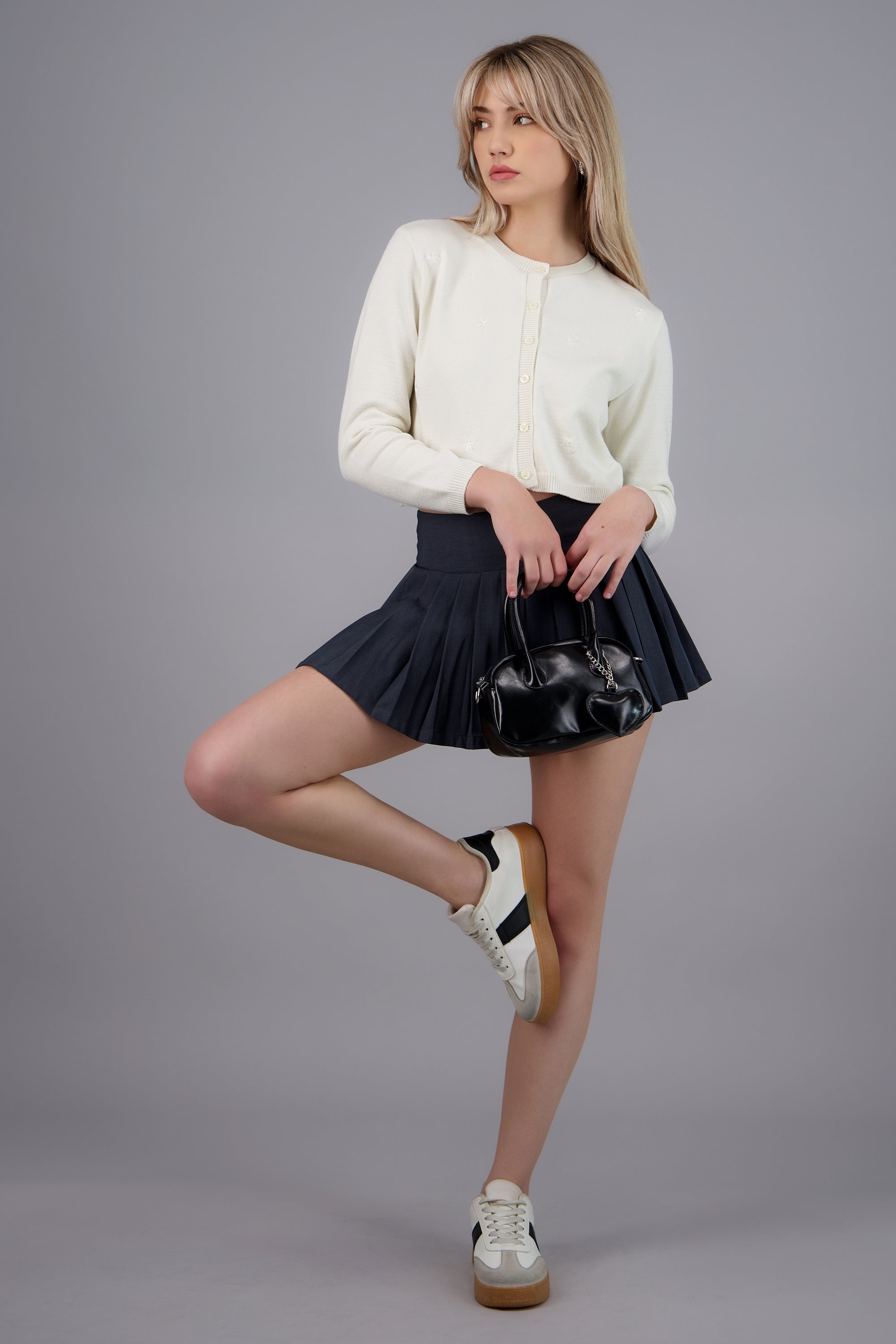 Cardigan detalle bordado estrellas BLANCO