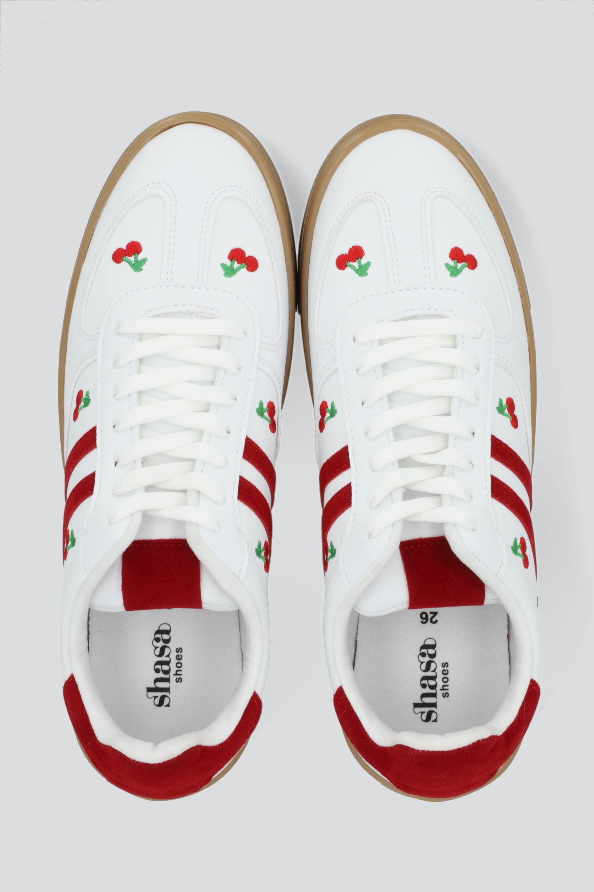 Tenis clasico alto cerezas ROJO