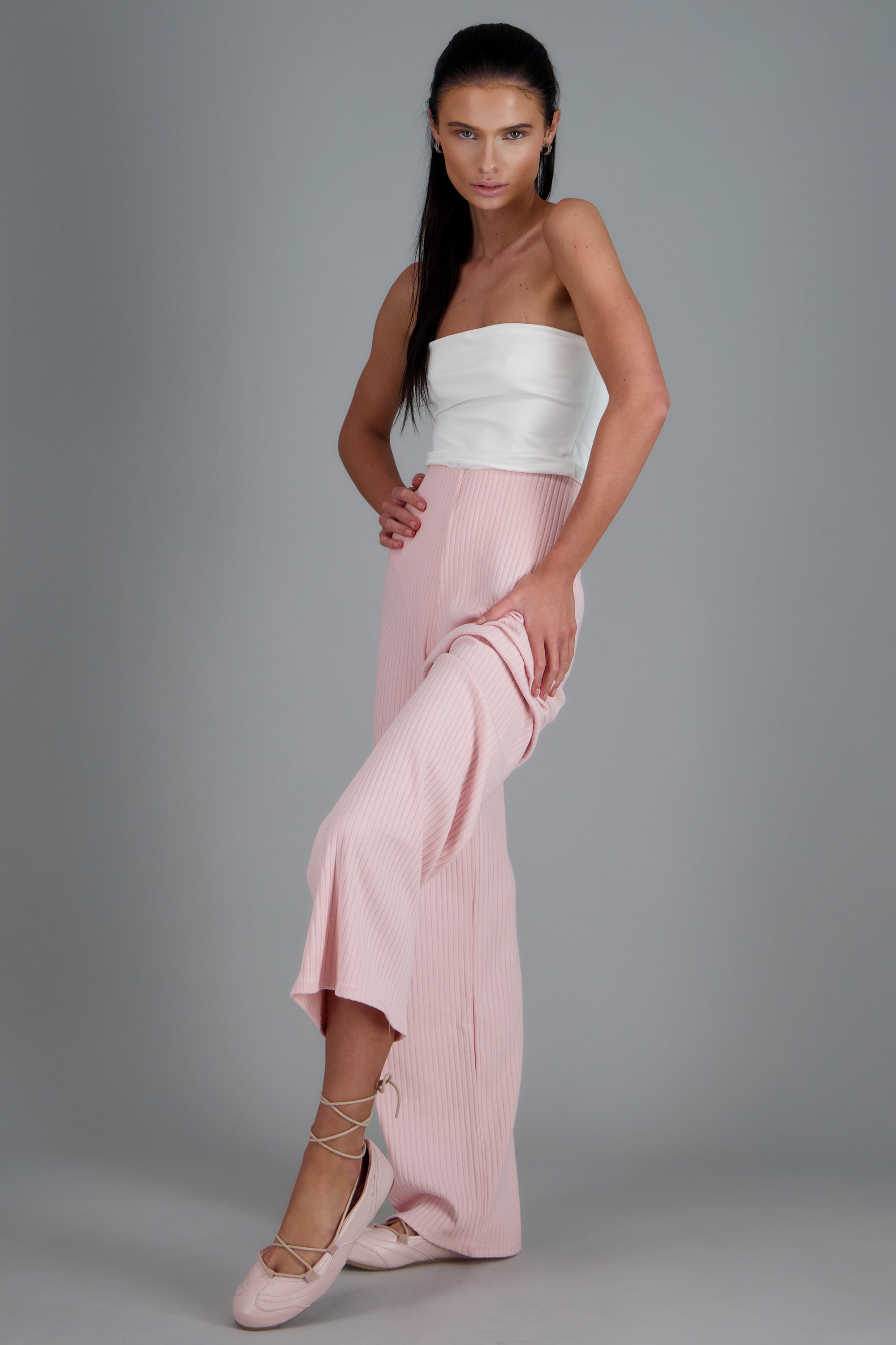 Tenis flat agujeta ROSA