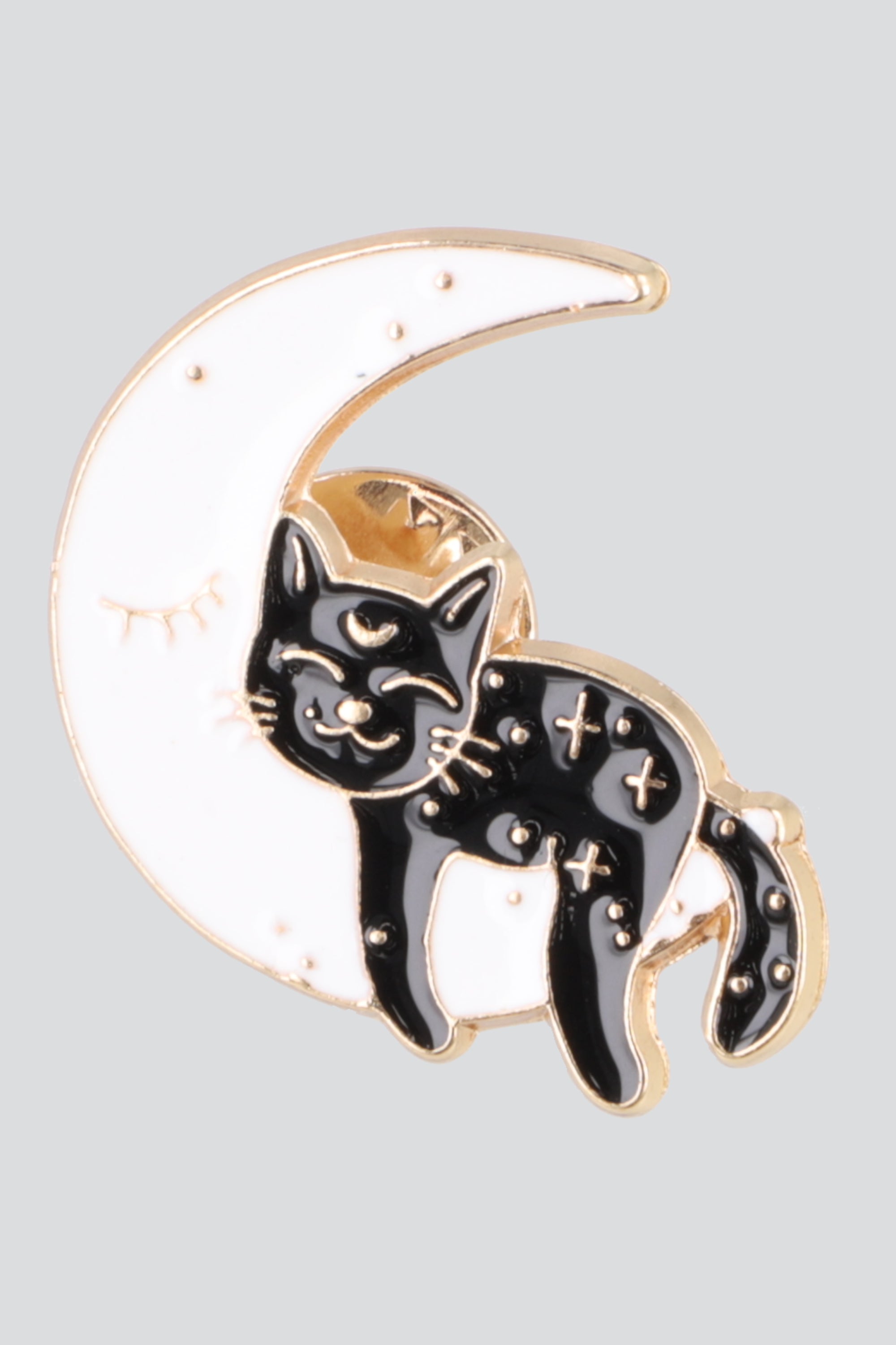 Pin gato sobre luna BLANCO