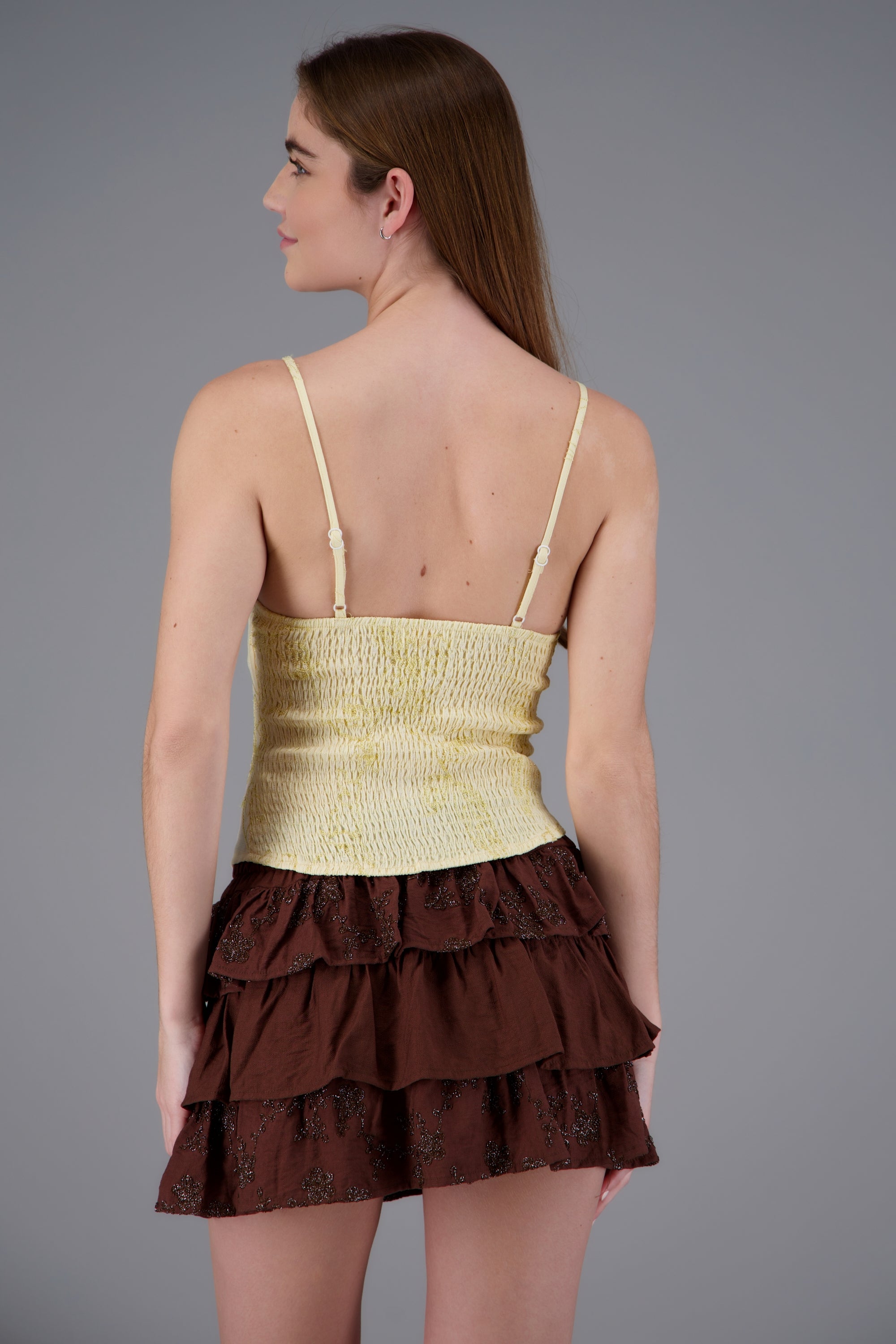 Blusa de tirantes de flores luminosas AMARILLO PASTEL