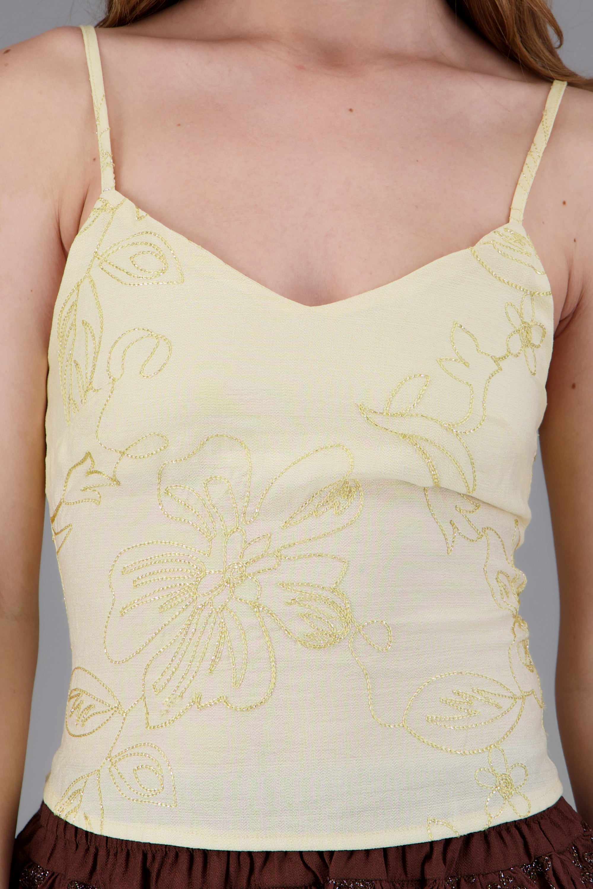 Blusa de tirantes de flores luminosas AMARILLO PASTEL