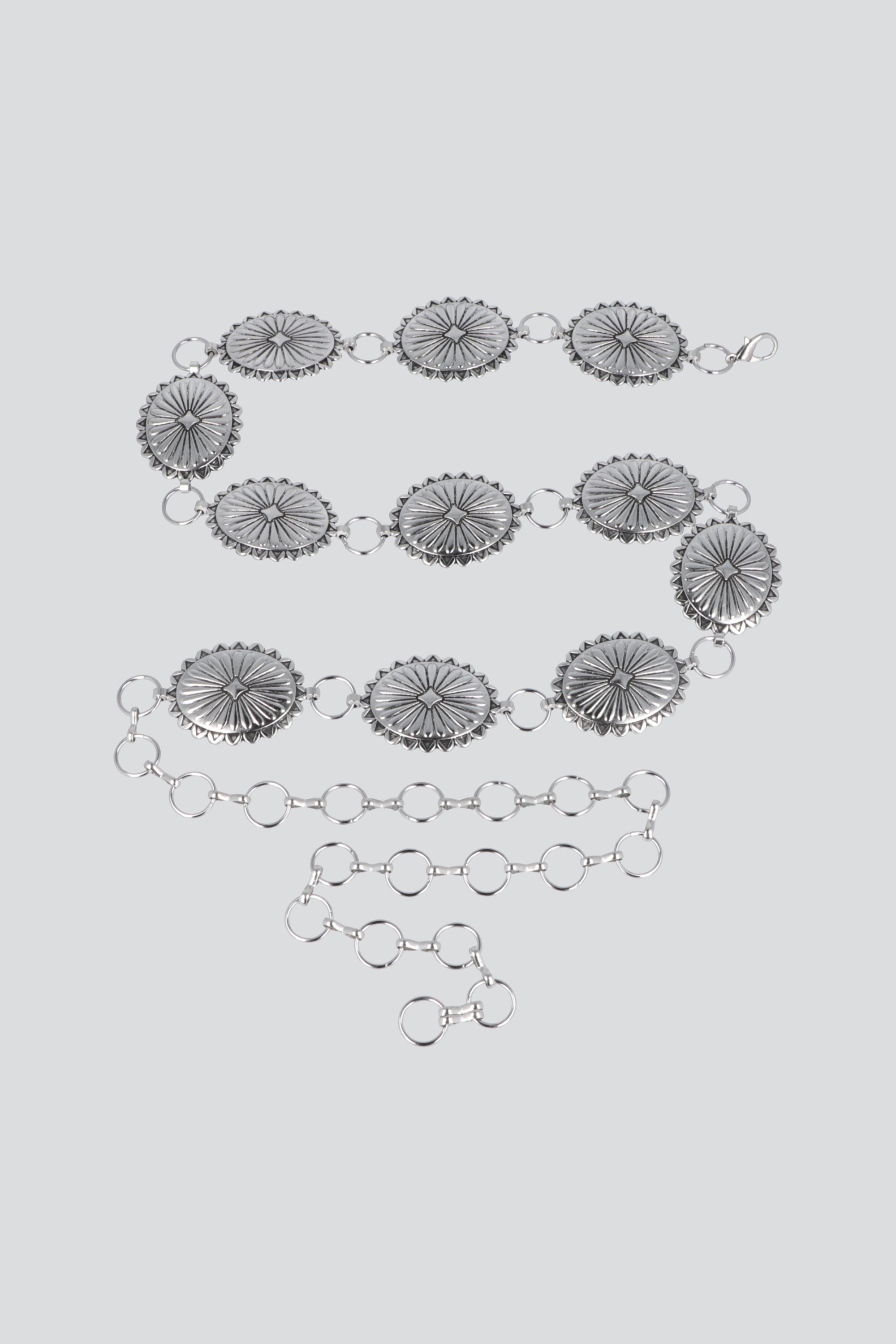 Cinturón cadena flores boho PLATA