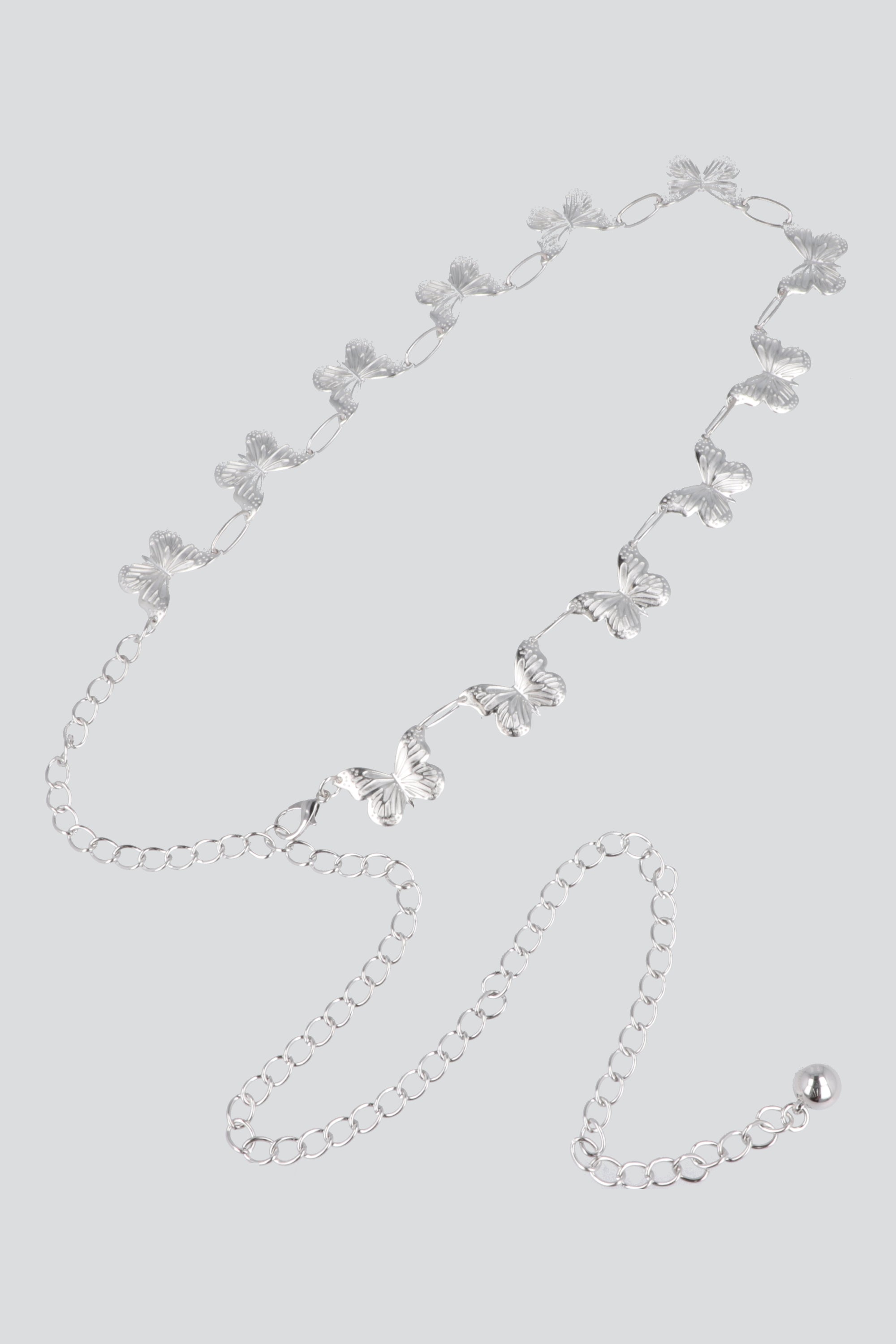 Cinturón cadena mariposas martelinadas PLATA