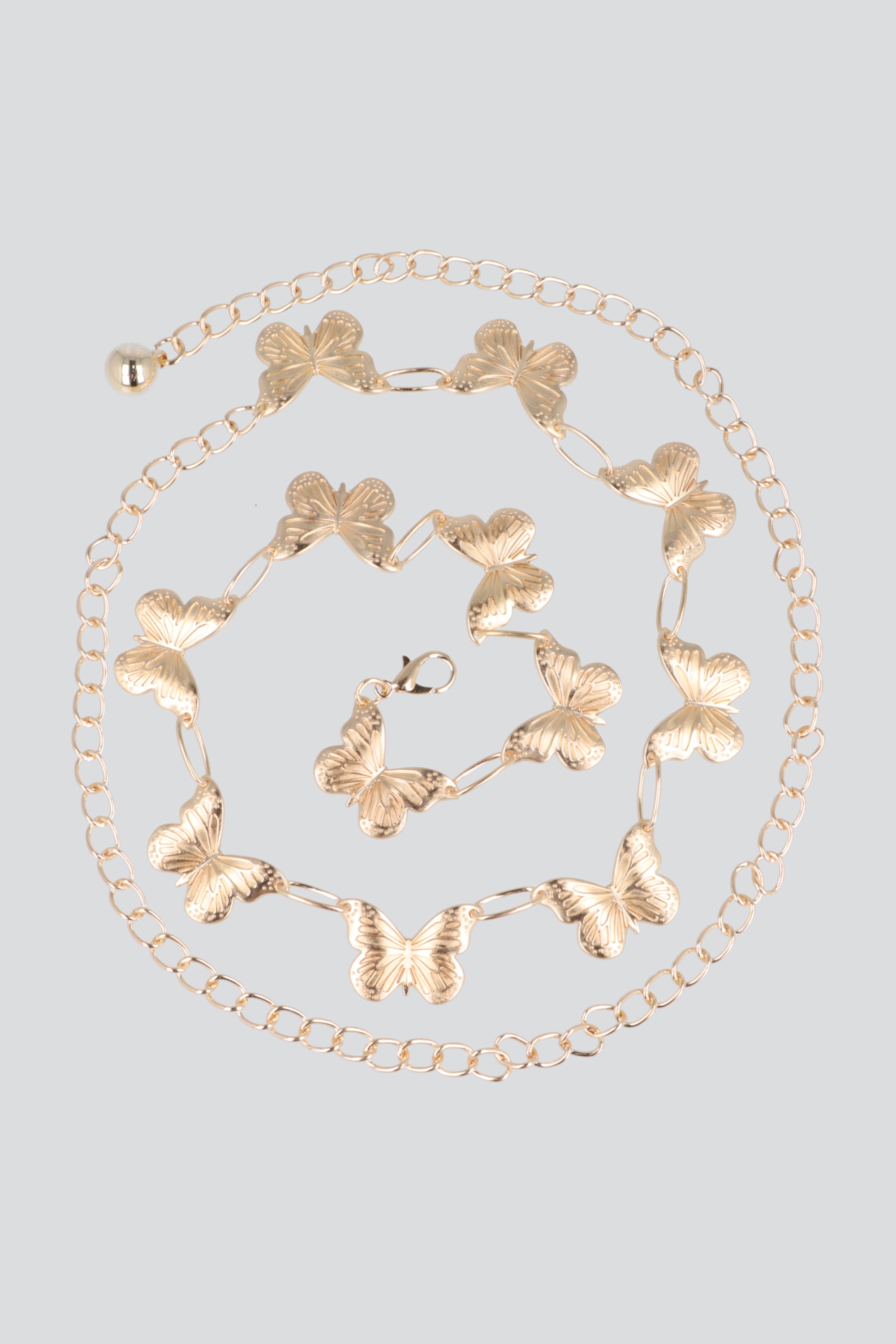 Cinturón cadena mariposas martelinadas ORO