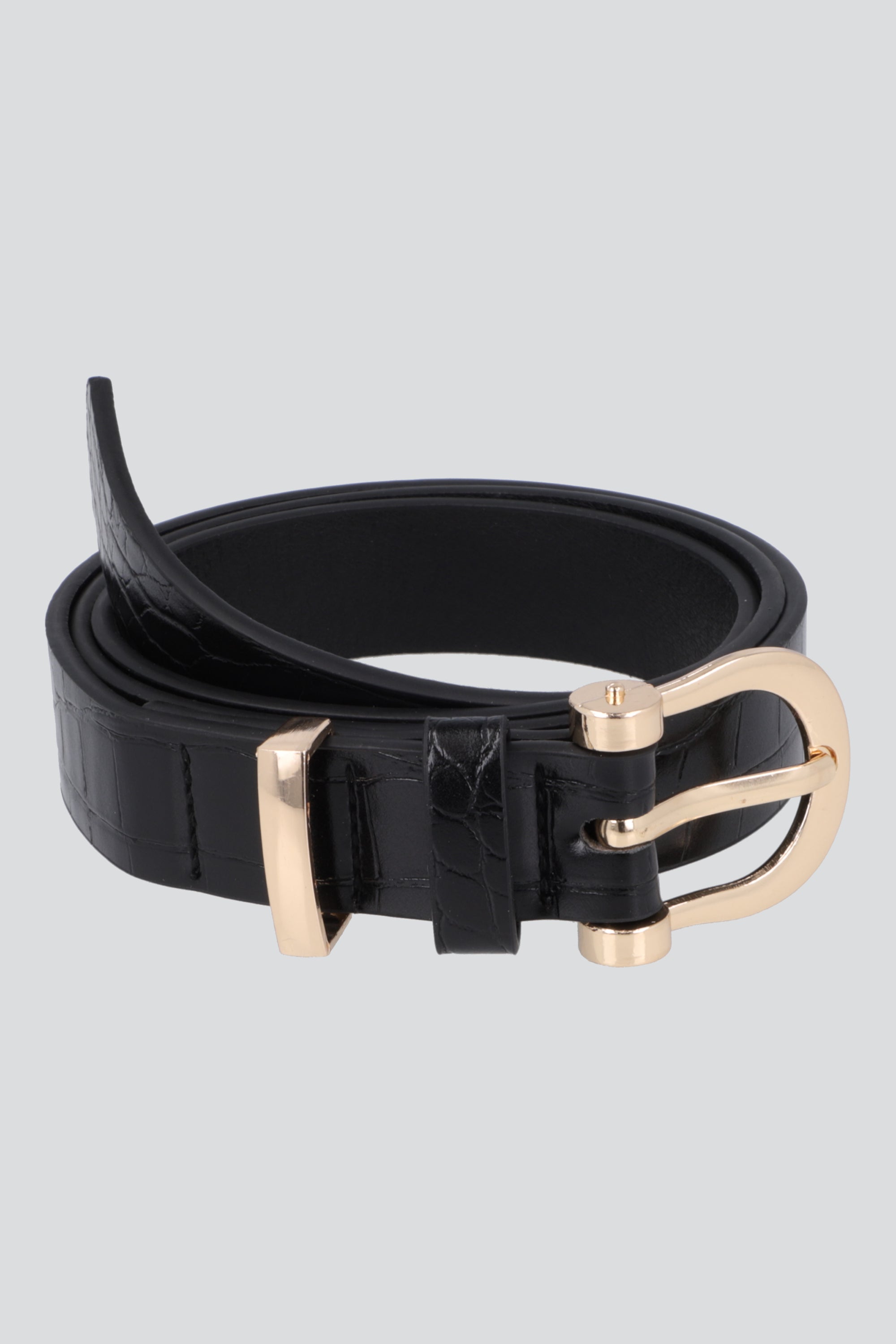 Cinturón básico PU croco NEGRO