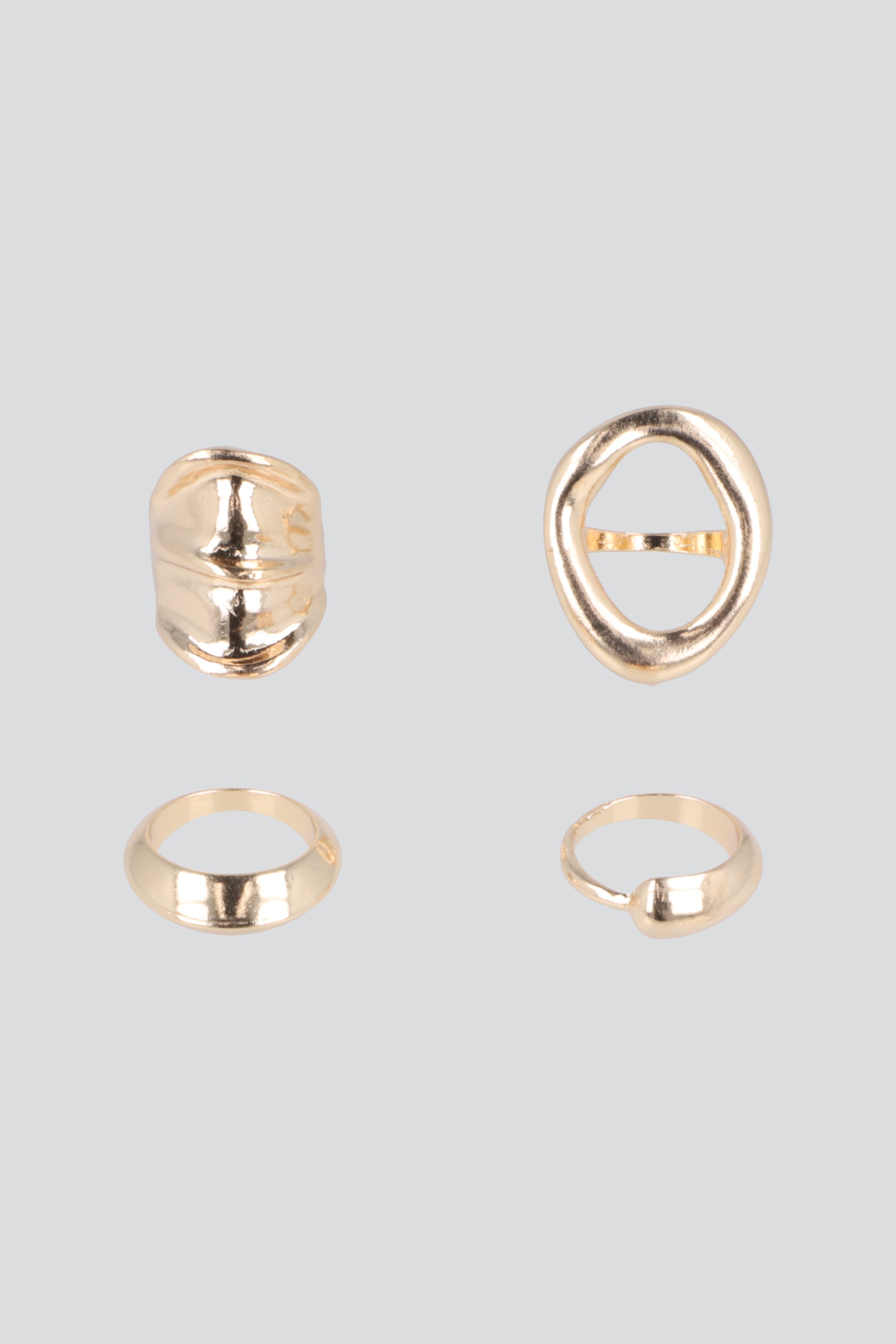 SET 4 ANILLOS FORMAS METALICA ORO
